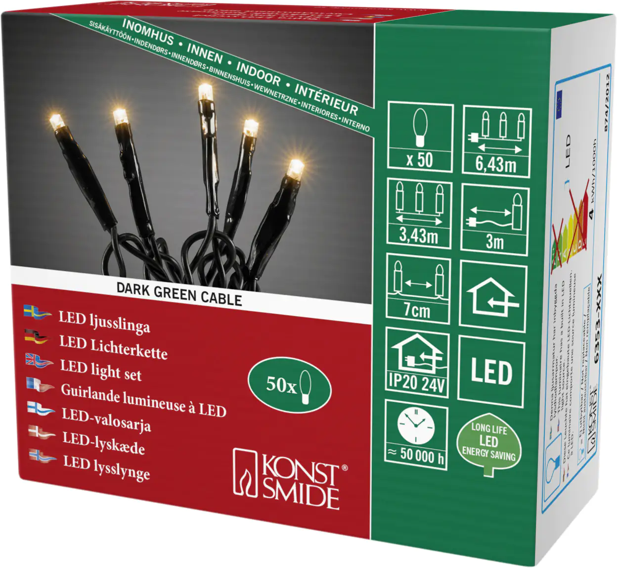 Konstsmide LED Microlichterkette 50 LED 50 LED, bernstein Konstsmide LED Microlichterkette 50 LED 50 LED, bernstein