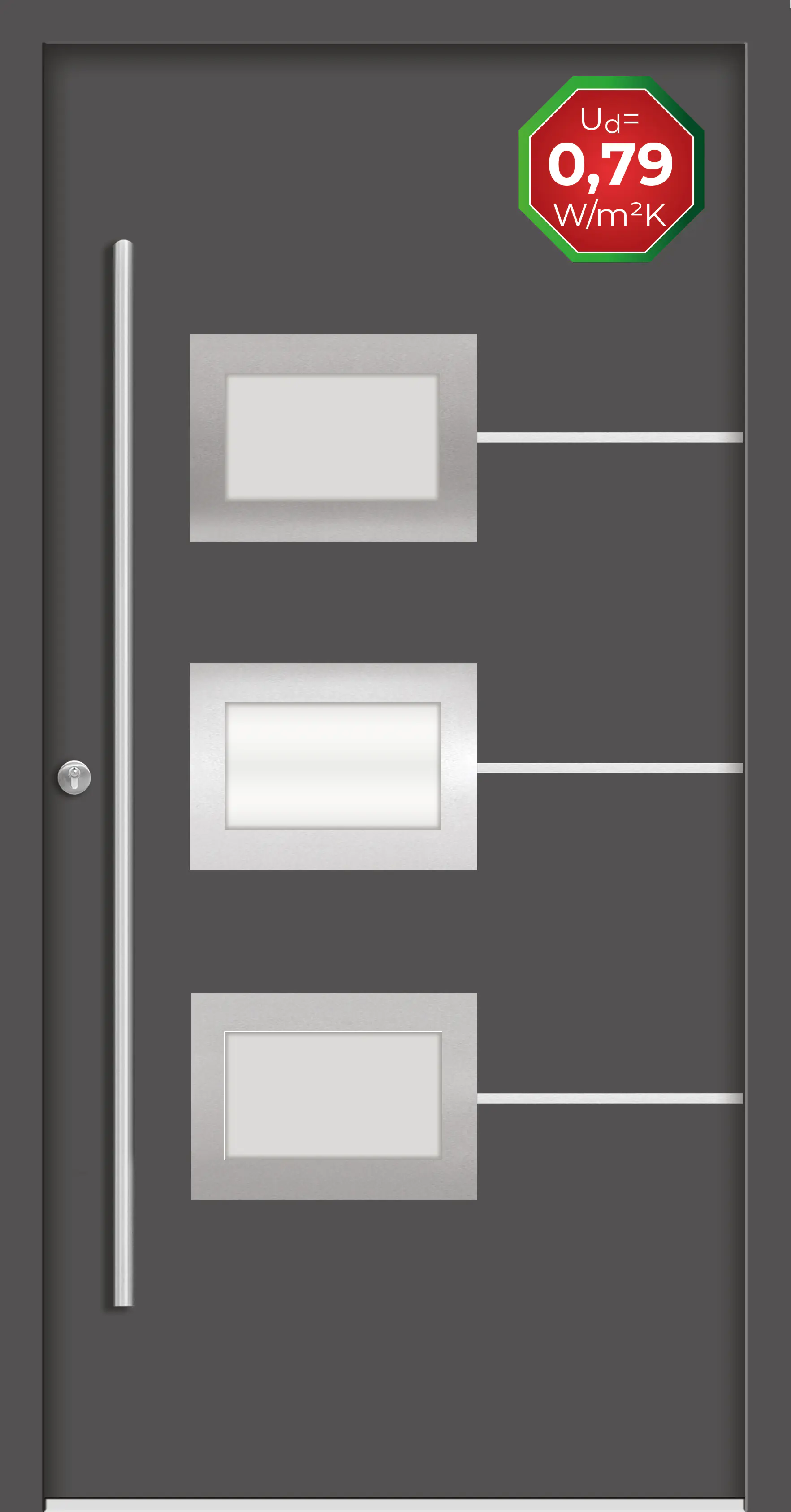 Splendoor Haustür Passivedoor Premium B03 Anthrazit DIN Links 100 x 210 cm