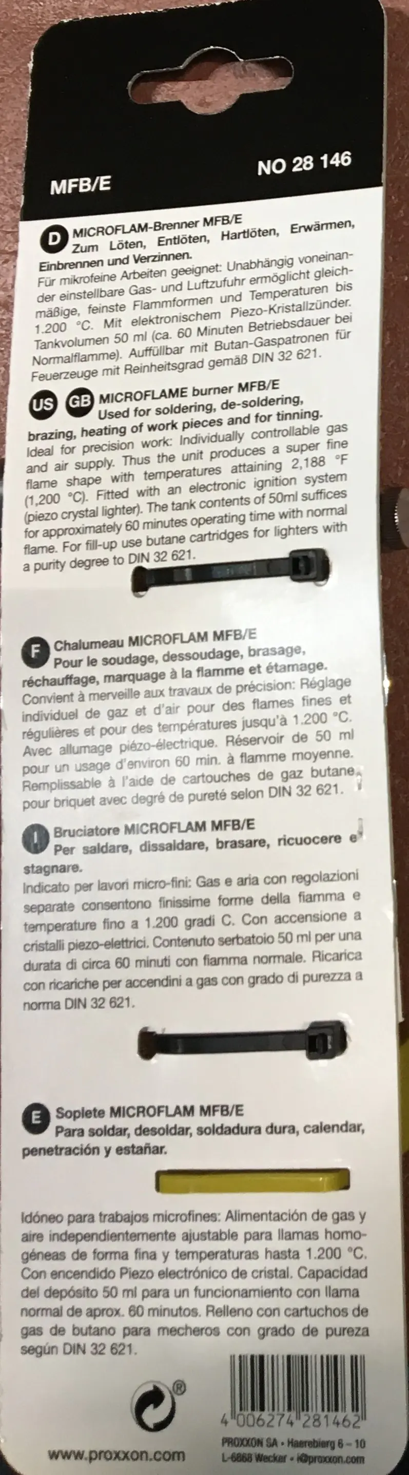 Proxxon Gasbrenner Microflam MFB/E 1200°C inkl. Piezozünder