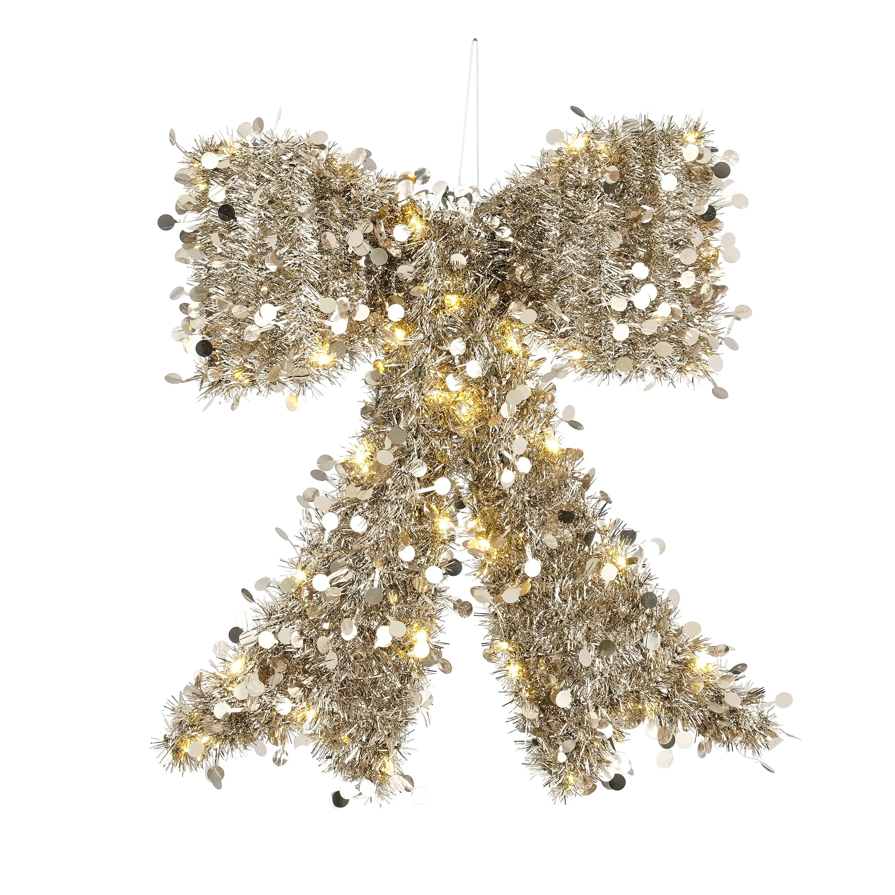 Mica Weihnachtsdeko Schleife 44,5 x 42 x 4,5 cm batteriebetrieben champagner