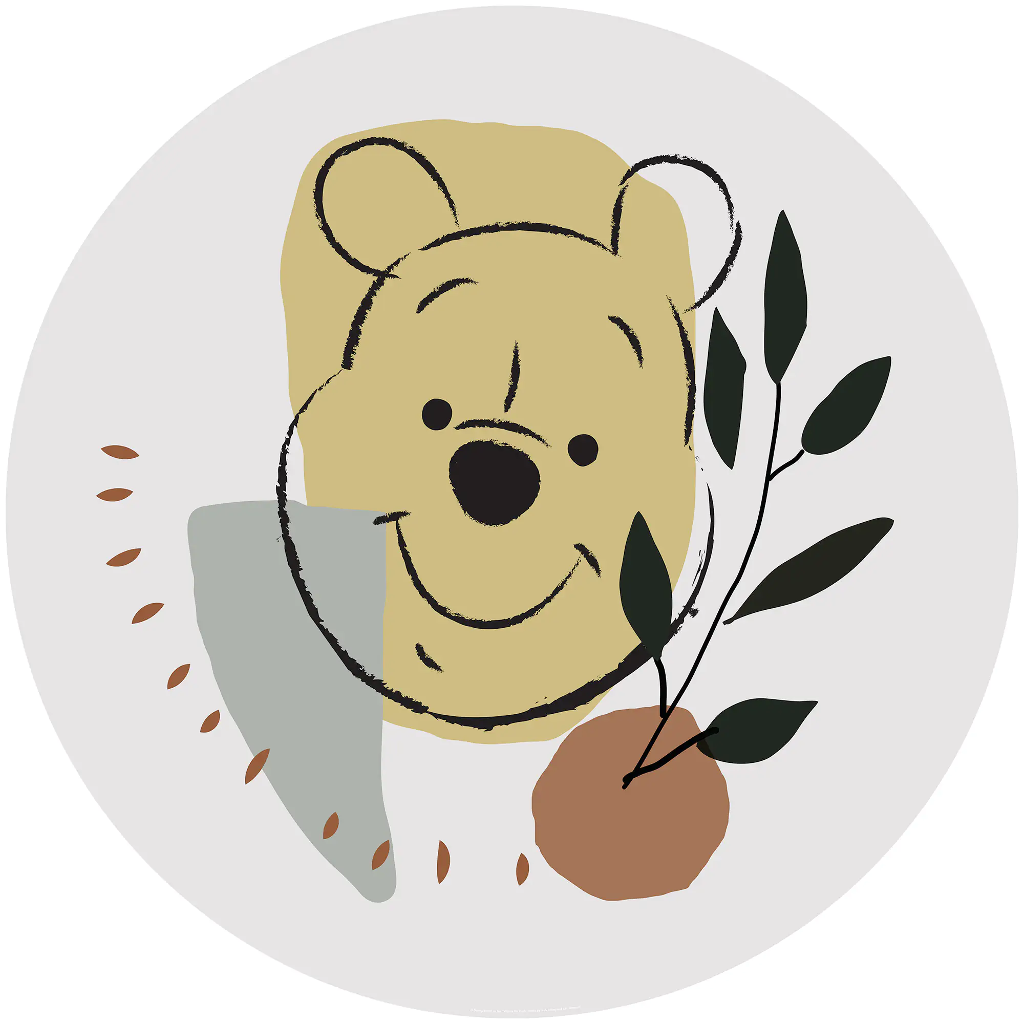 Komar Vlies Fototapete Dot Winnie Pooh Smile Ø 128 cm, selbstklebend