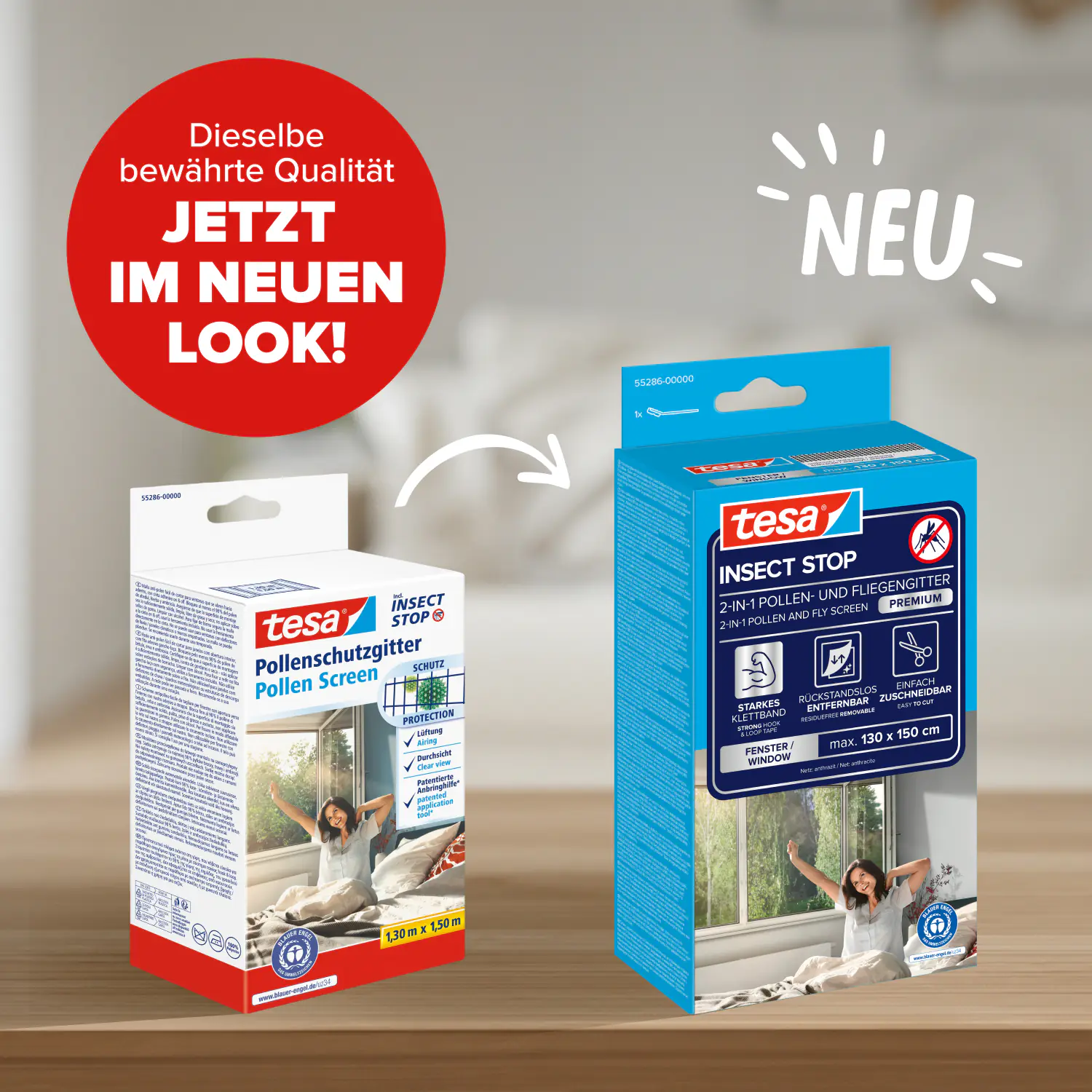 tesa Pollenschutzgitter 130 x 150 cm Anthrazit