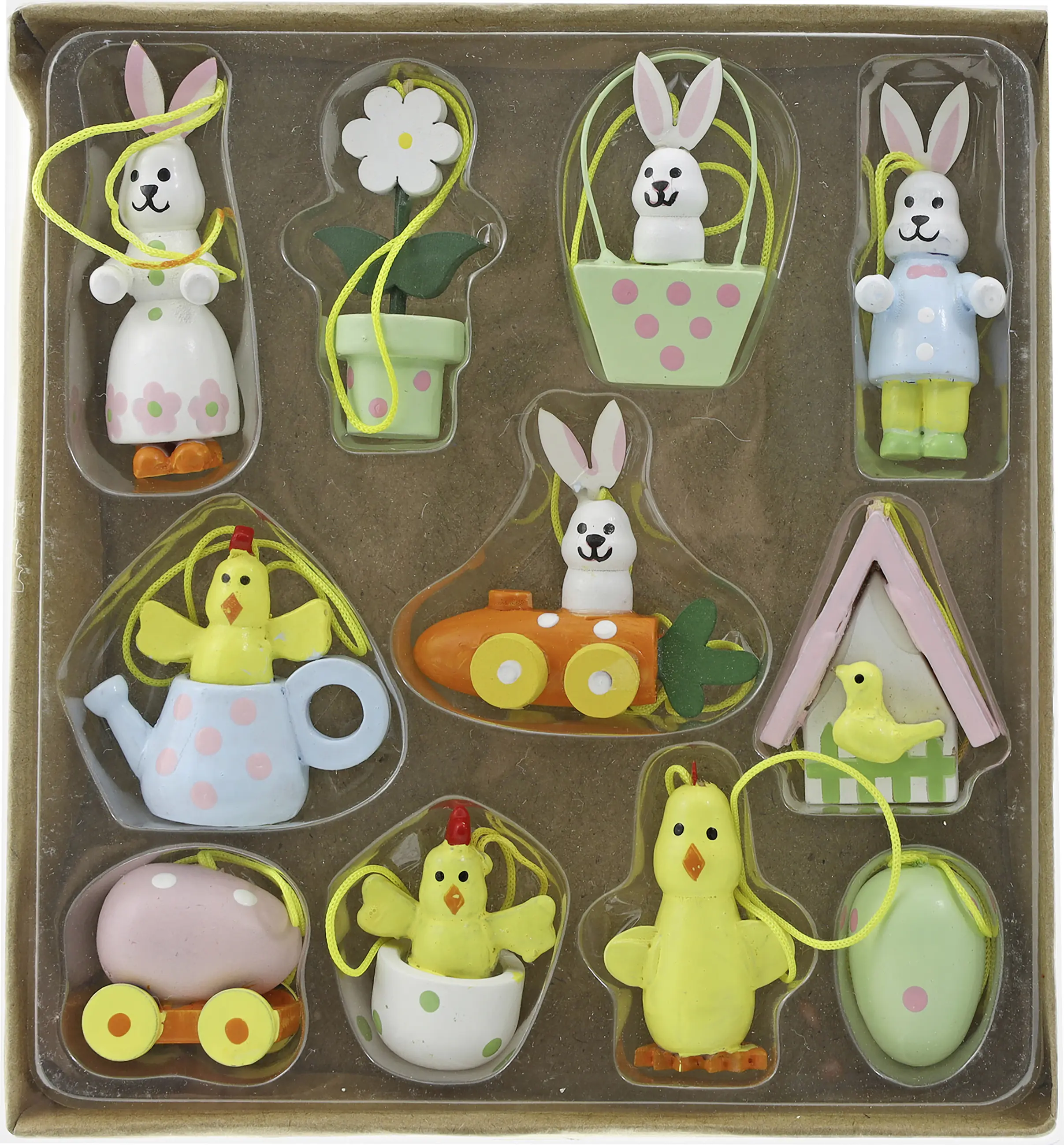 Dekohänger Osterfiguren Holz 11 Stück bunt