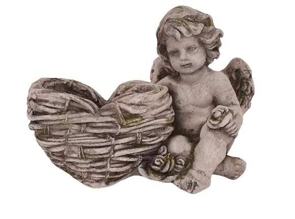 Dekofigur Engel zum Bepflanzen 26 x 38 x 23 cm grau