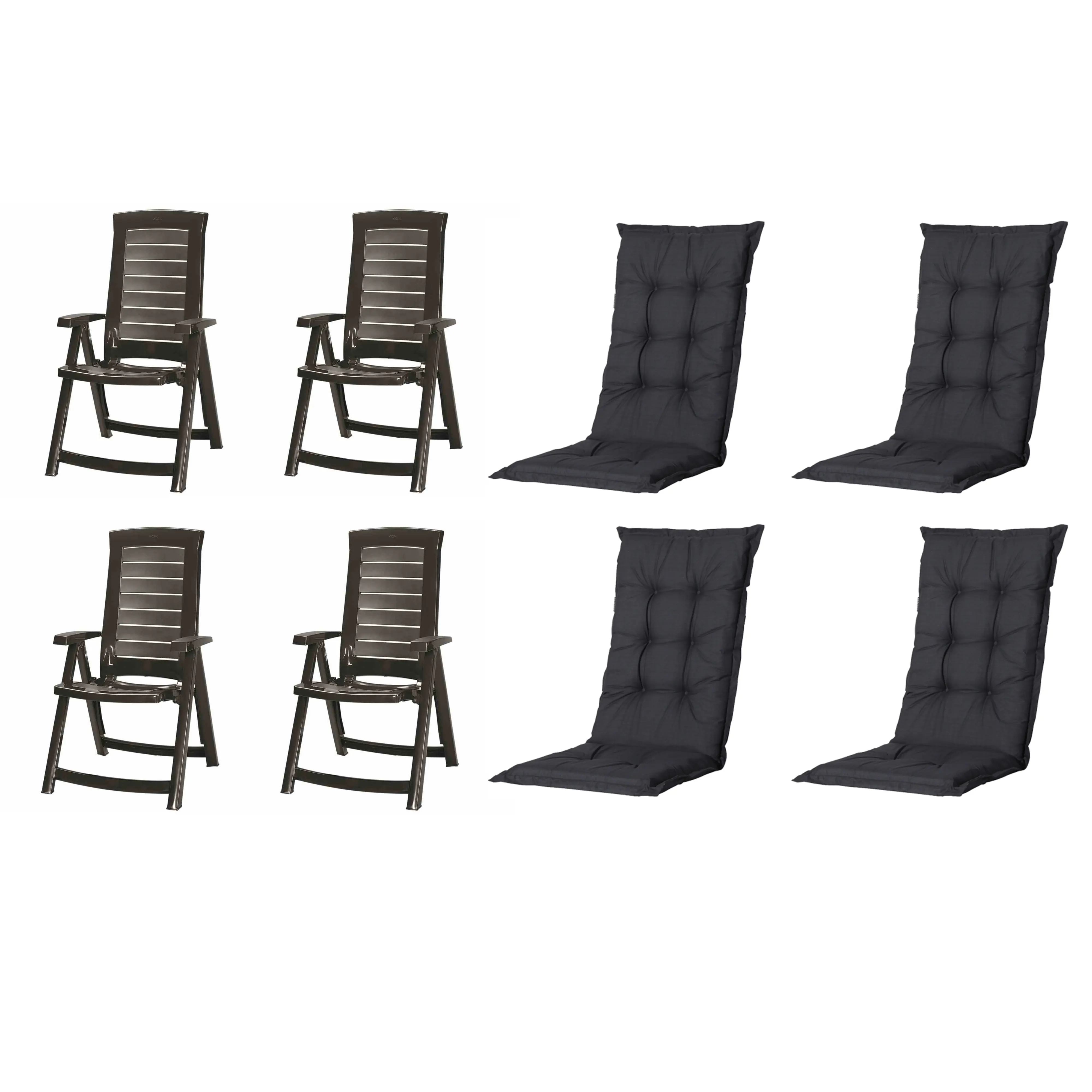 Jardin Gartenstuhl-Set Aruba mit Auflagen graphit/schwarz 8-tlg.