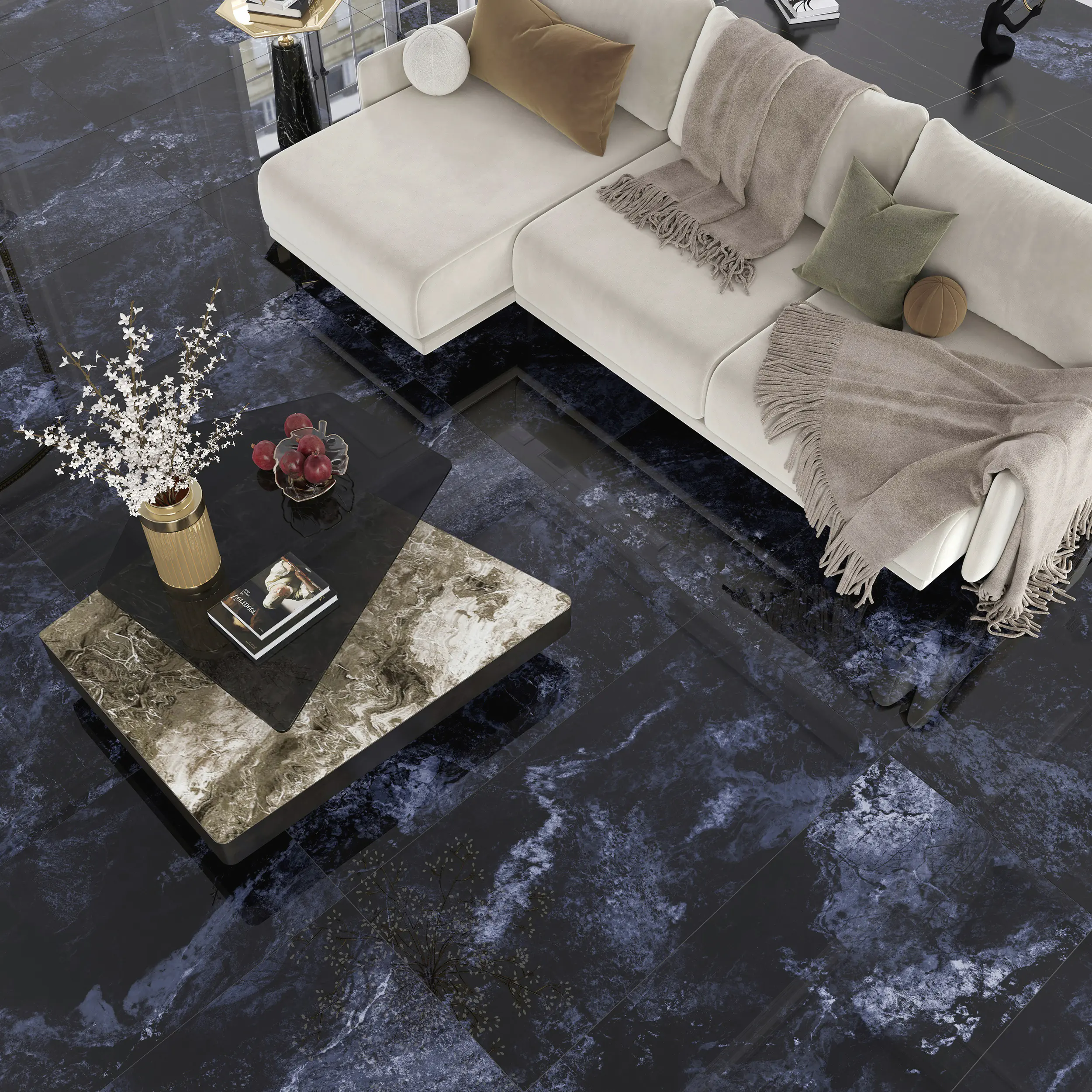 Bodenfliese Feinsteinzeug Ocean Blue 60 x 120 cm anthrazit