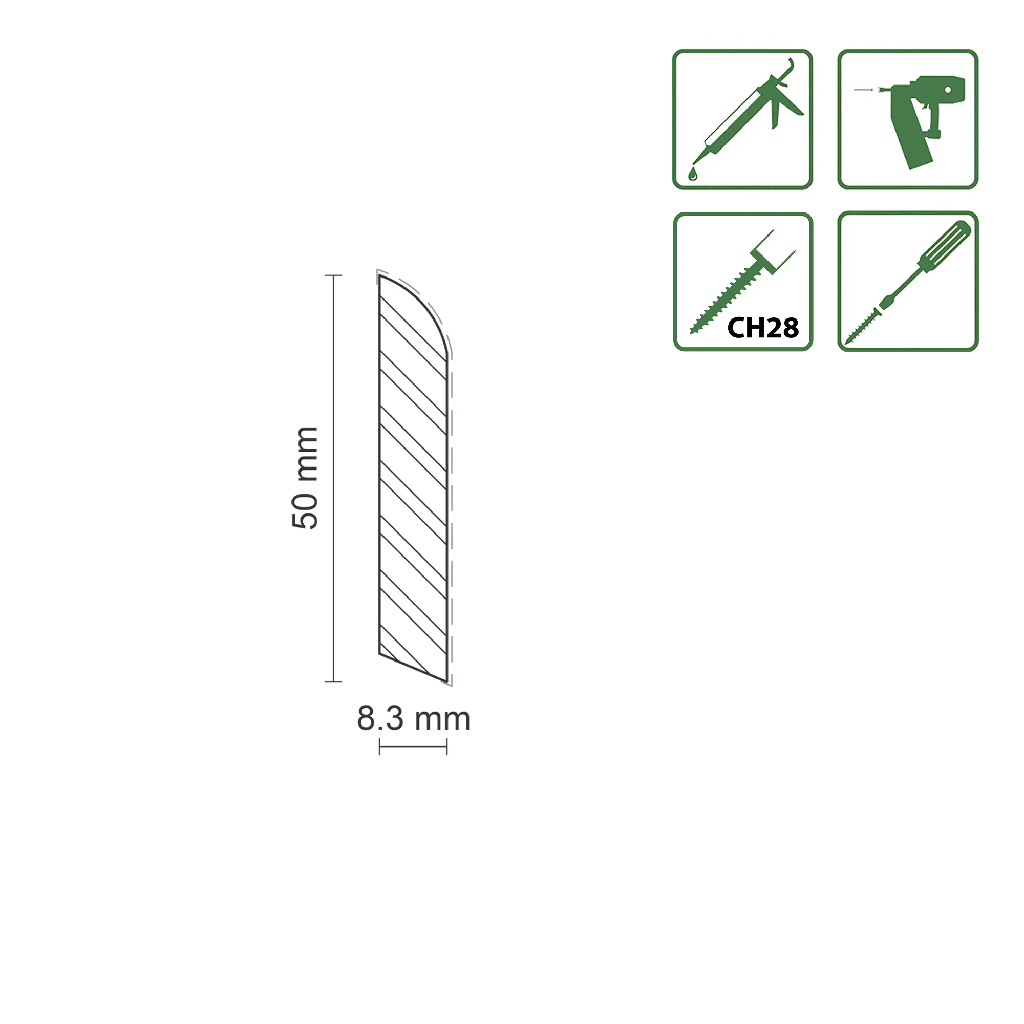 FN Neuhofer Sockelleiste S0001 240 cm 50 x 8 mm Fichte/Kiefer