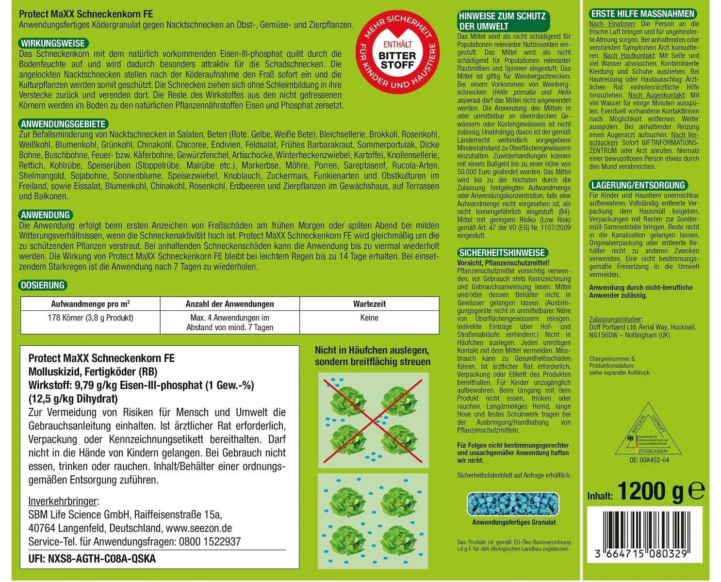 Protect Garden Protect MaXX Schneckenkorn FE 1,2 kg Protect Garden Protect MaXX Schneckenkorn FE 1,2 kg