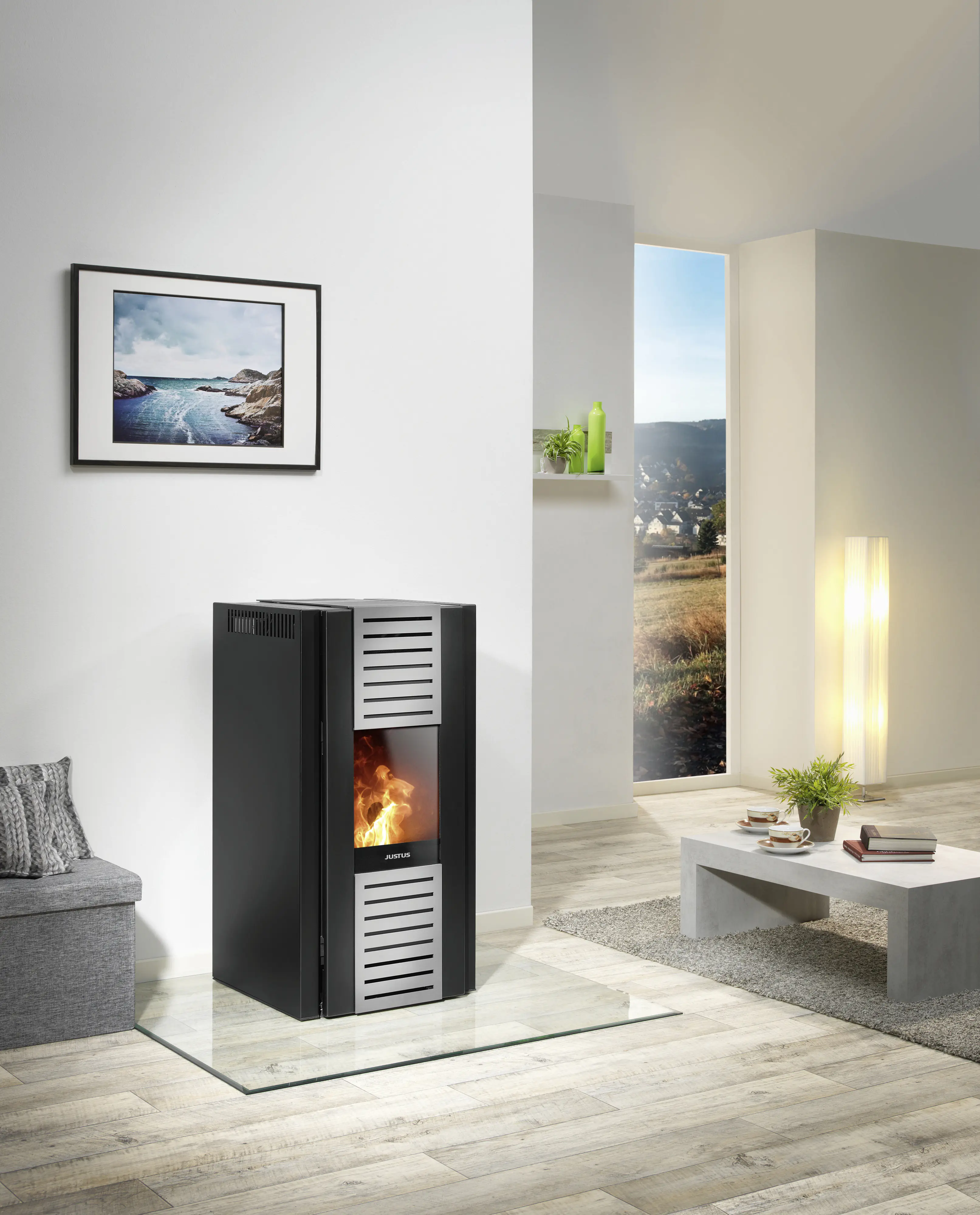 Justus Pelletofen Sirkos Aqua 2.0 Stahl schwarz 2,5 - 9,4 kW