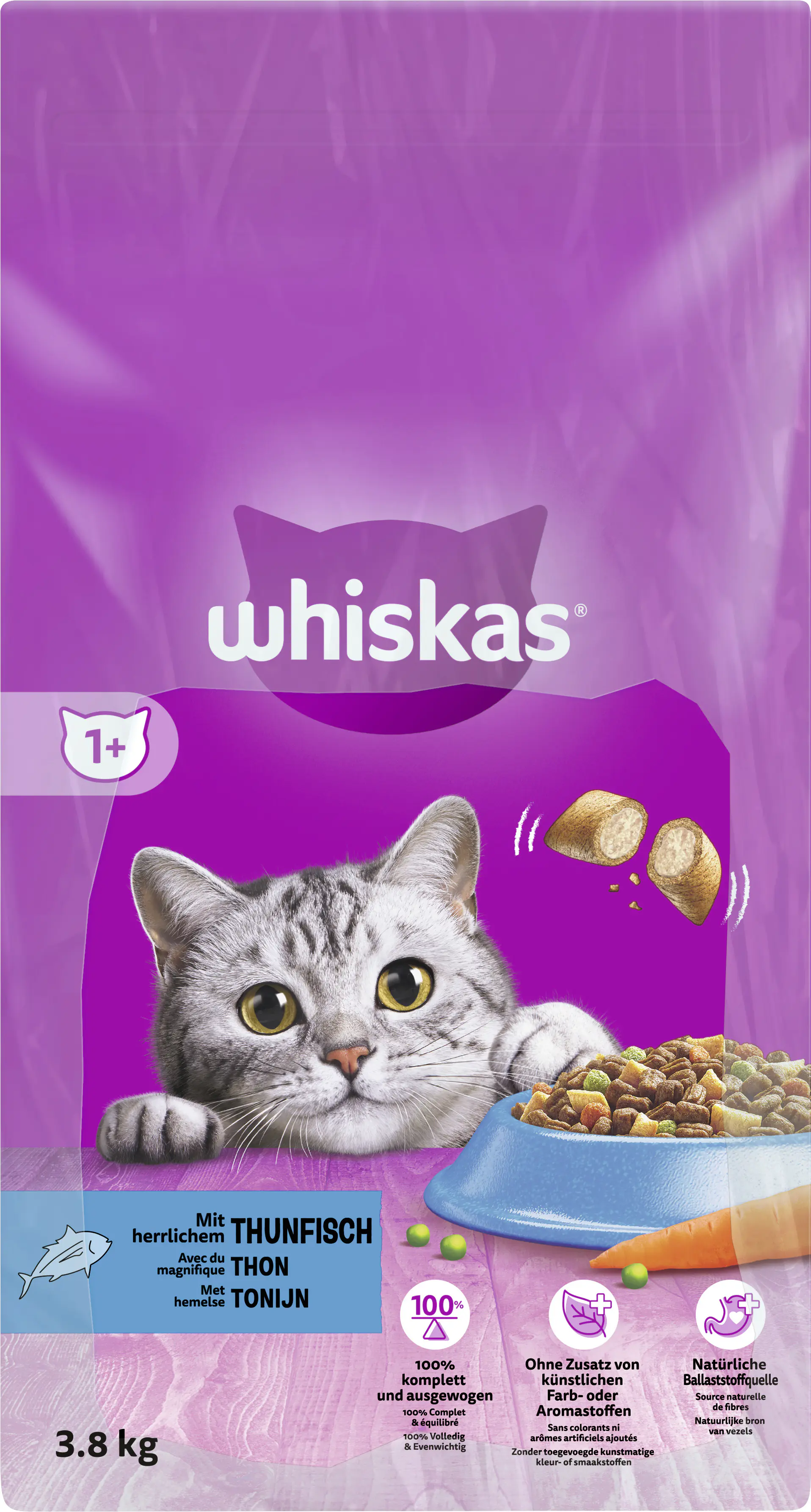 Whiskas Beutel Trocken Adult 1+ mit Thunfisch 3,8 kg