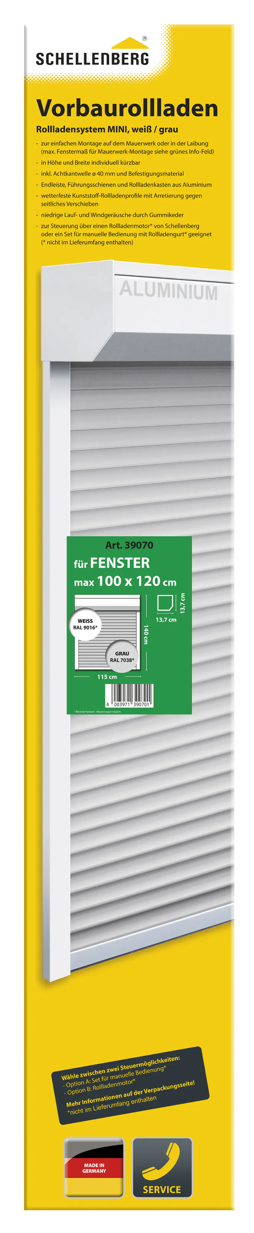 Schellenberg Vorbaurollladen-Set, 115 x 140 cm, 45°-Rollladenkasten, weiß/grau Schellenberg Vorbaurollladen-Set, 115 x 140 cm, 45°-Rollladenkasten, weiß/grau