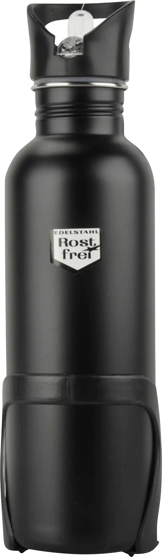 Fischer Edelstahl Trinkflasche schwarz matt 750 ml inkl. Halter