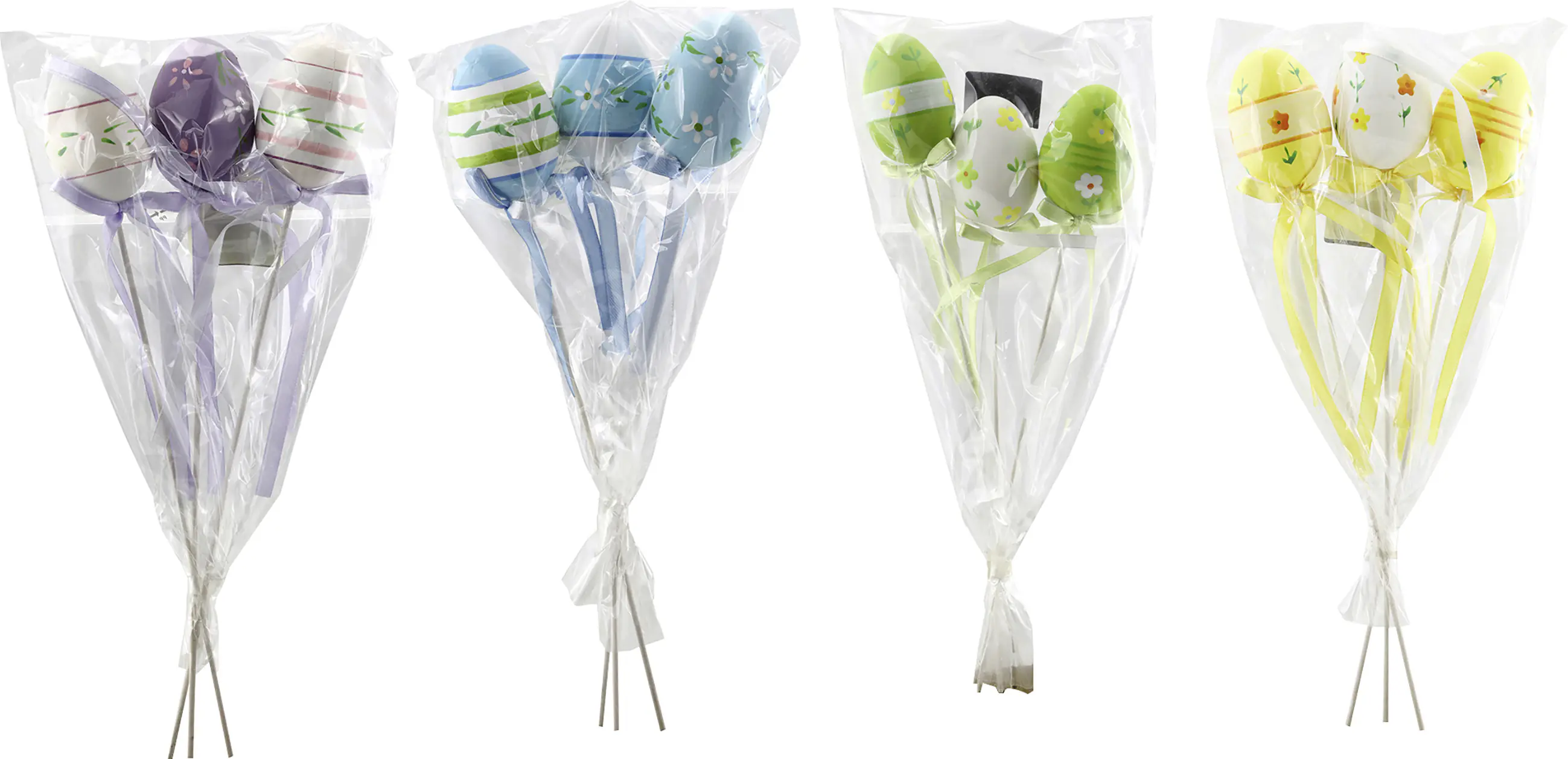 Ostereier mit Spieß Kunststoff 29 cm bunt mit Muster 3 Stück