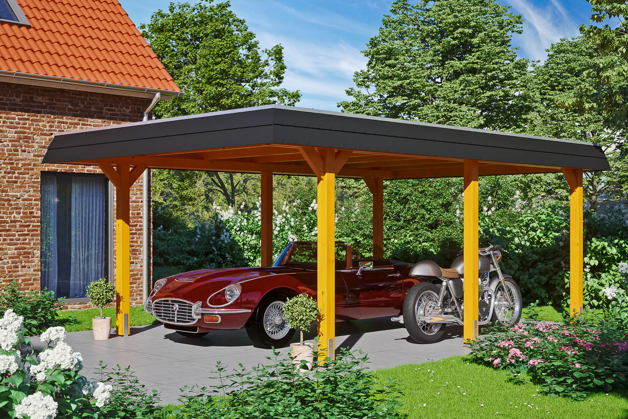 SKAN HOLZ Carport Wendland 409 x 628 cm mit Aluminiumdach