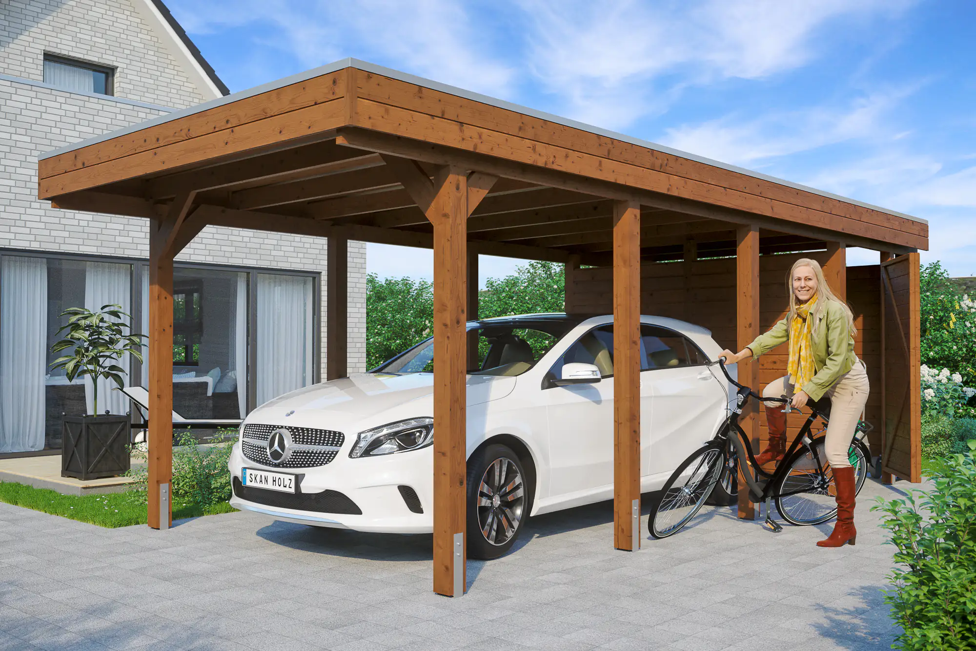 SKAN HOLZ Carport Friesland Set 2 314 x 708 cm, lasiert in Nussbaum SKAN HOLZ Carport Friesland Set 2 314 x 708 cm, lasiert in Nussbaum