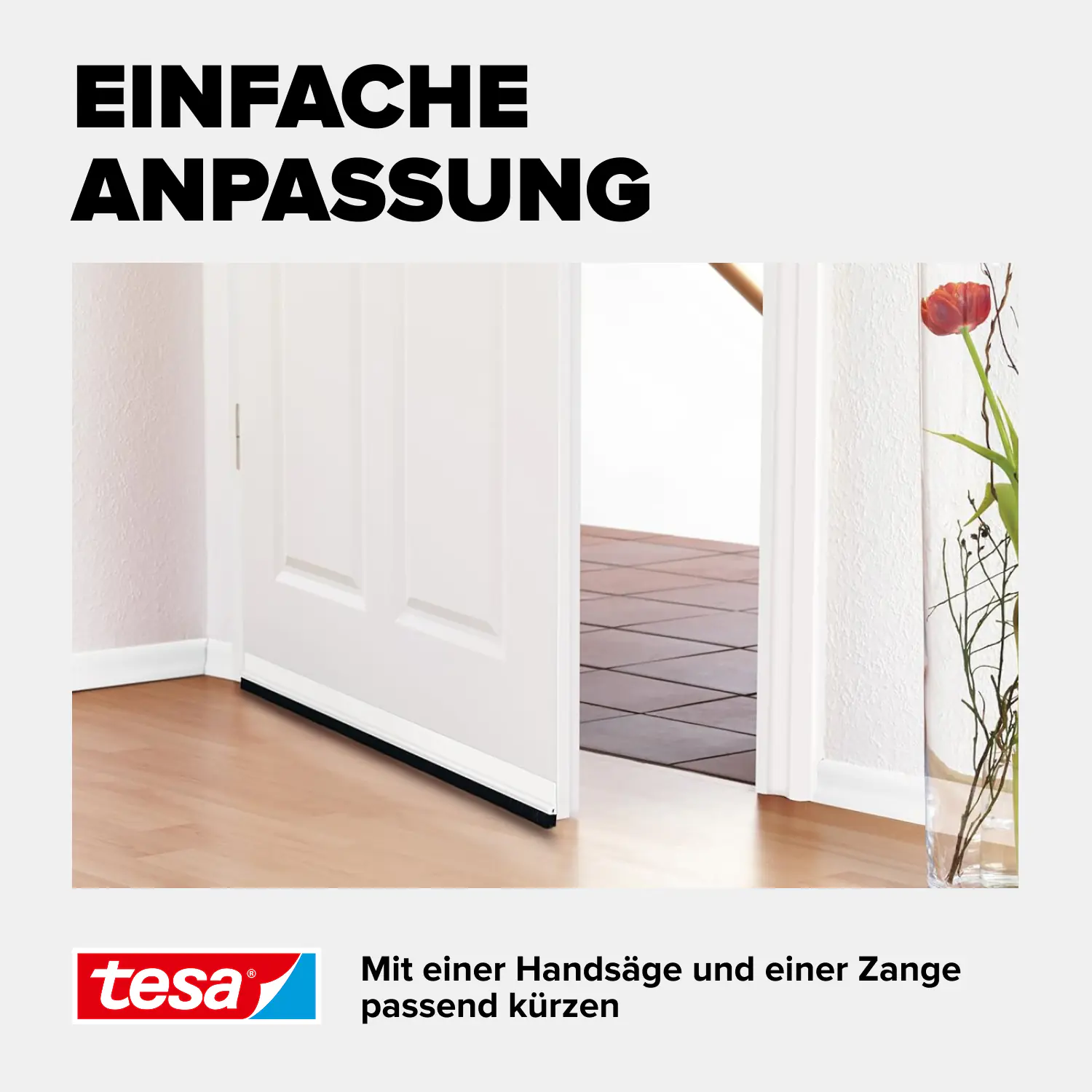 tesa Moll Türdichtschiene weiß, für Spalten bis 12 mm