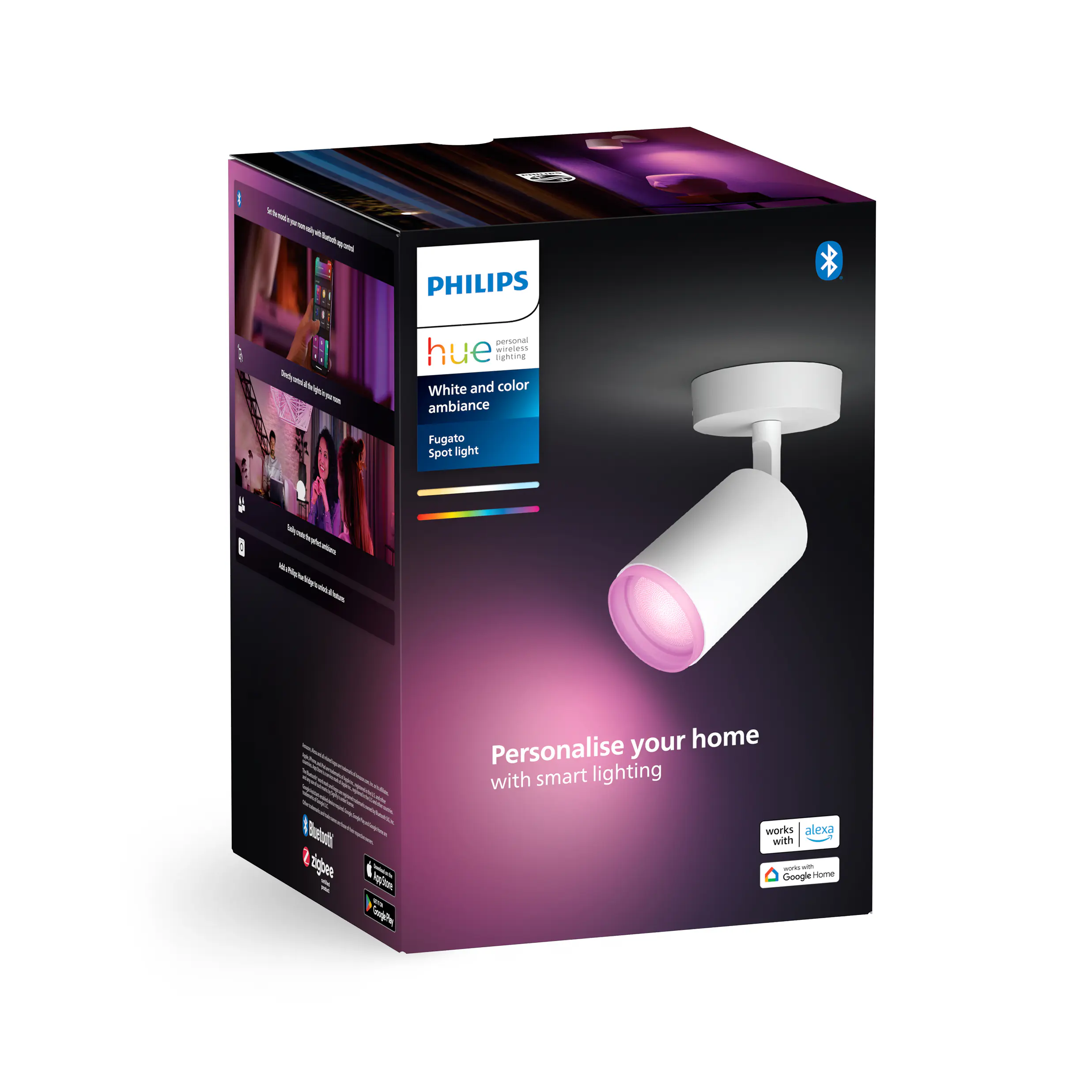 Philips Hue LED Deckenleuchte 1er Spot Fugato 20,6 x 14,5 cm weiß