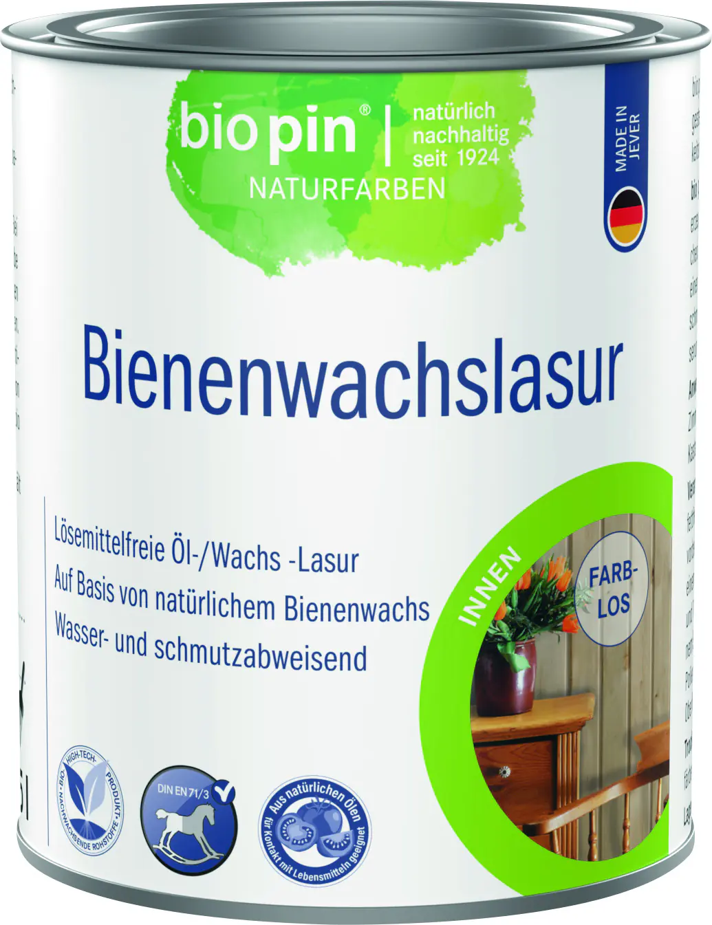 Biopin Naturfarben Bienenwachslasur 375 ml farblos