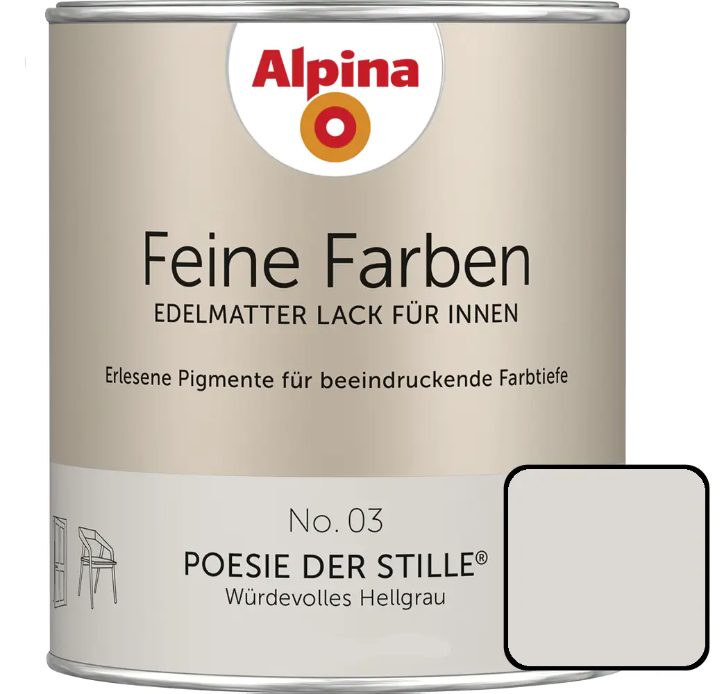 Alpina Feine Farben Lack No. 03 Poesie der Stille  hellgrau edelmatt 750 ml Alpina Feine Farben Lack No. 03 Poesie der Stille  hellgrau edelmatt 750 ml