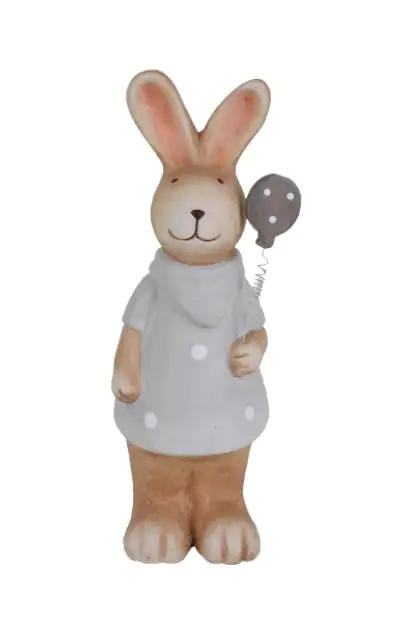 TrendLine Deko Hase Terracotta 25,5 cm braun grau