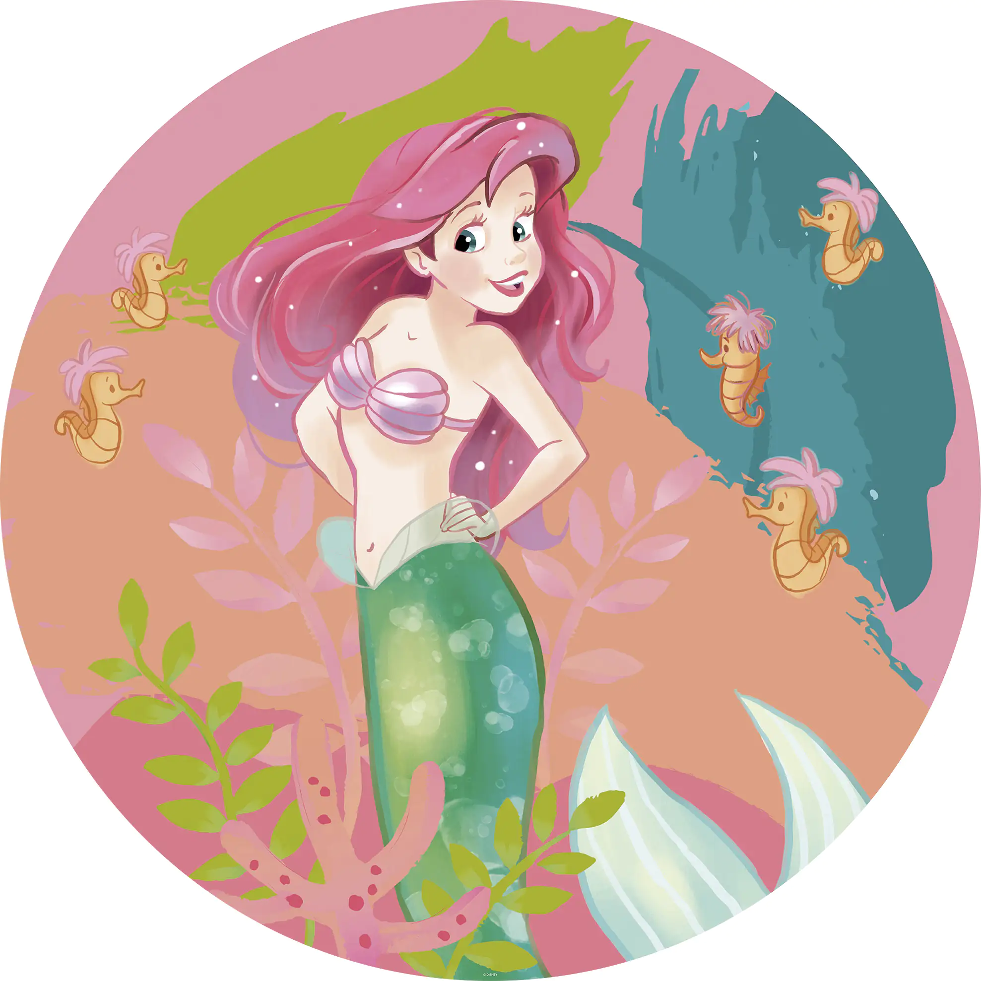 Komar Vlies Fototapete Dot Ariel Happy Coral Ø 128 cm, selbstklebend