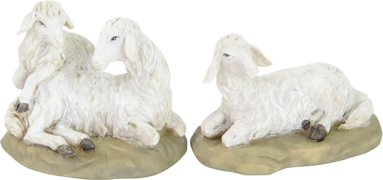 Riffelmacher Krippenzubehör Schafe mit Lamm liegend 5 cm 2er Set