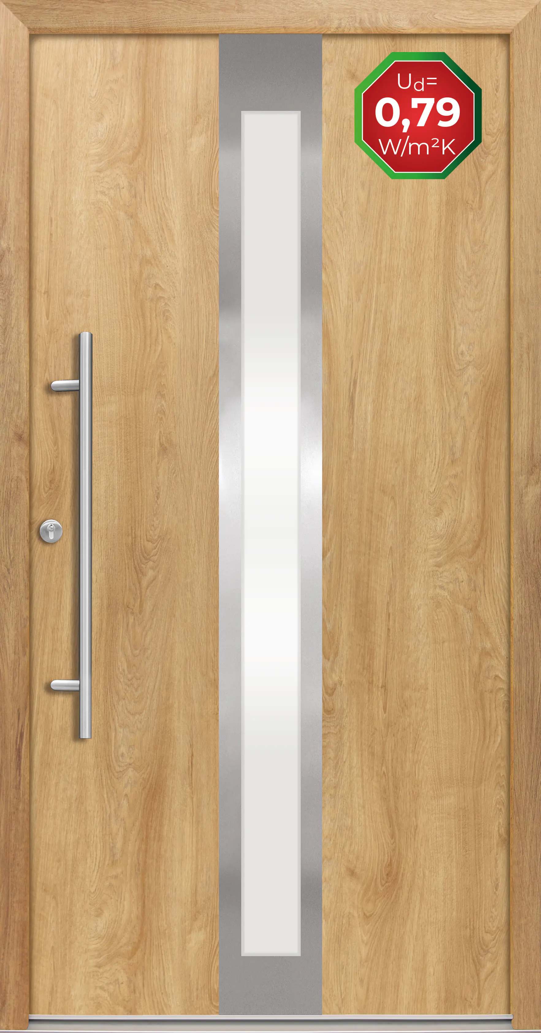 Splendoor Haustür Passivedoor Premium B01 Eiche Natur DIN Links 110 x 210 cm