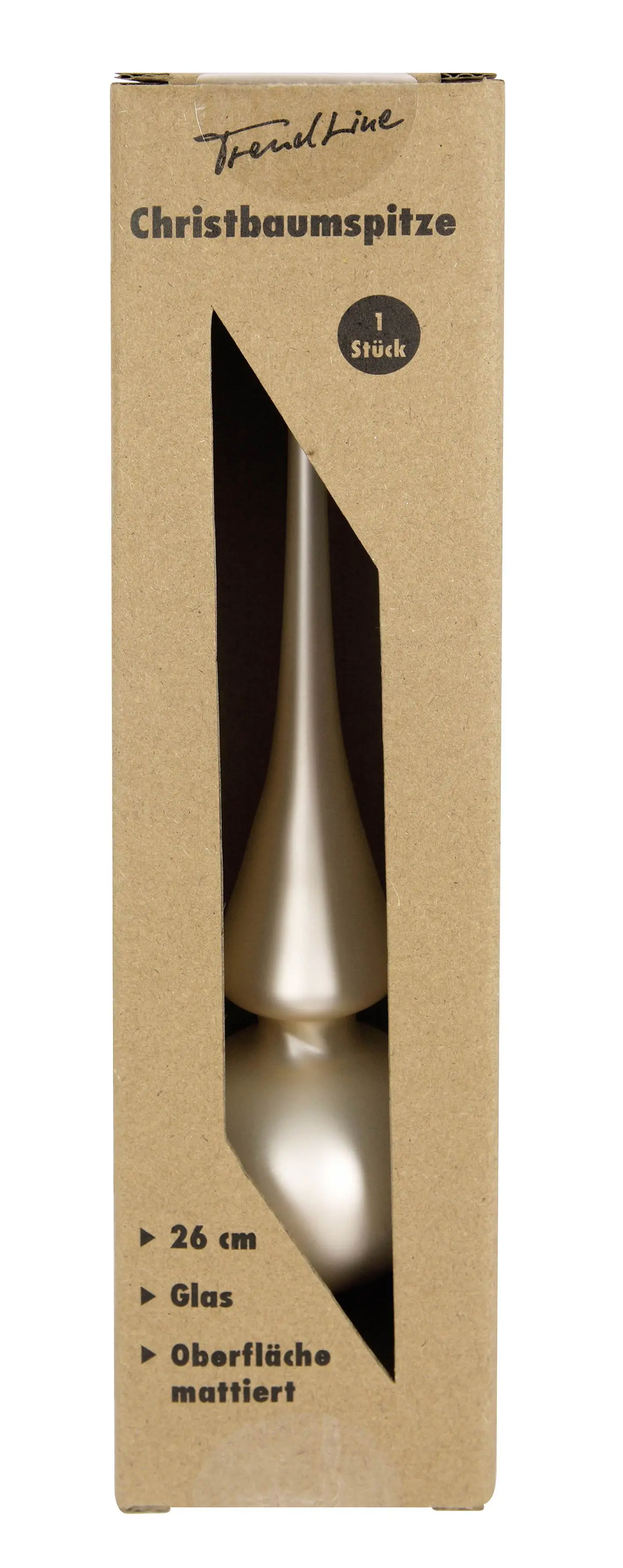 TrendLine Christbaumspitze aus Glas 26 cm champagner mattiert