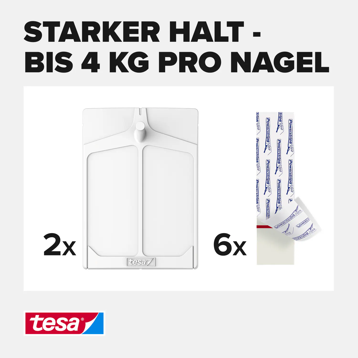 tesa Klebenagel Traglast 4 kg, 2 Stück
