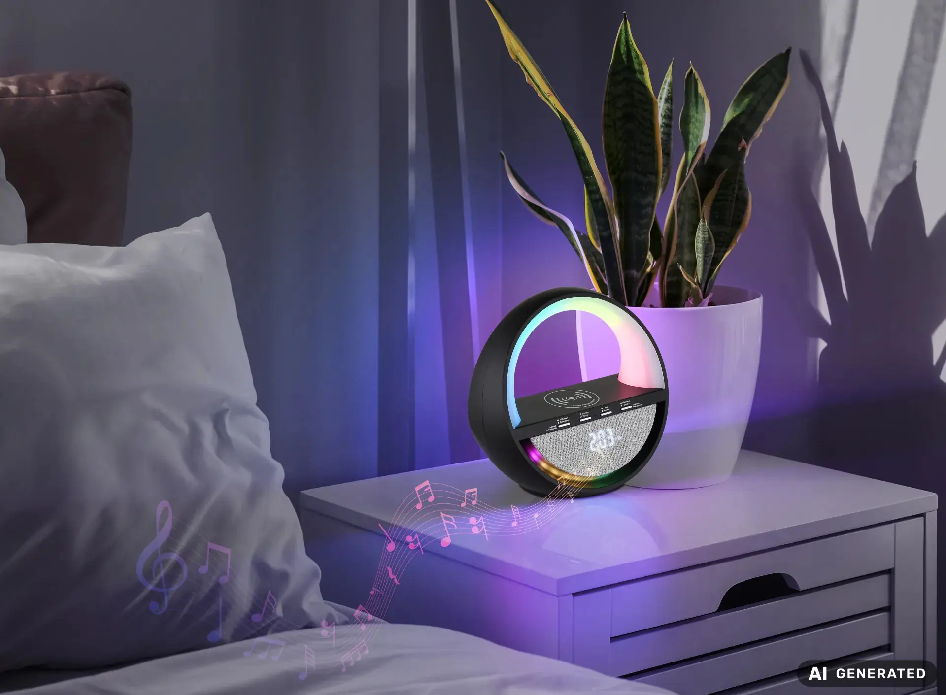Globo Tischleuchte Soundra RGB Smartphone Ladestation Akku