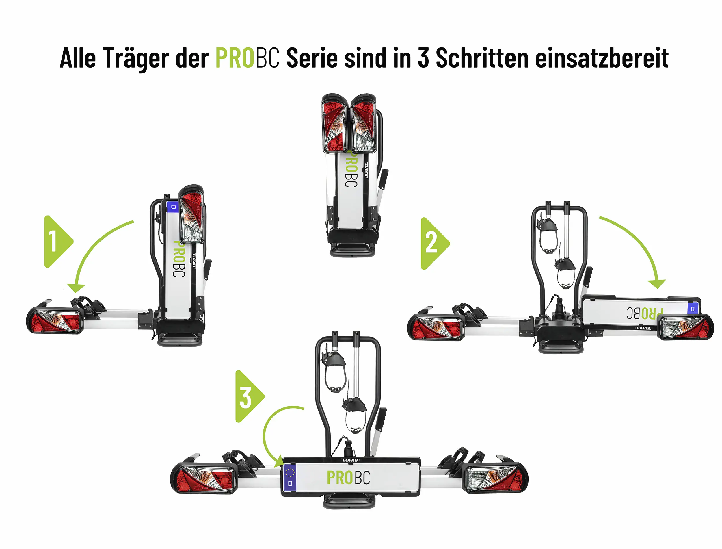 EUFAB Fahrradträger ProBC2+ für 2 Fahrräder und große Heckklappen komplett vormontiert EUFAB Fahrradträger ProBC2+ für 2 Fahrräder und große Heckklappen komplett vormontiert