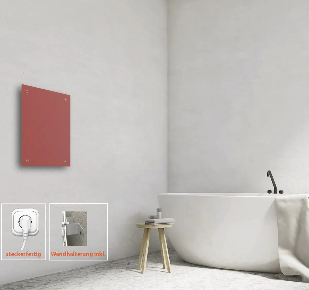 Bella Jolly Infrarot Glasheizkörper 50x50 cm 350 Watt rot