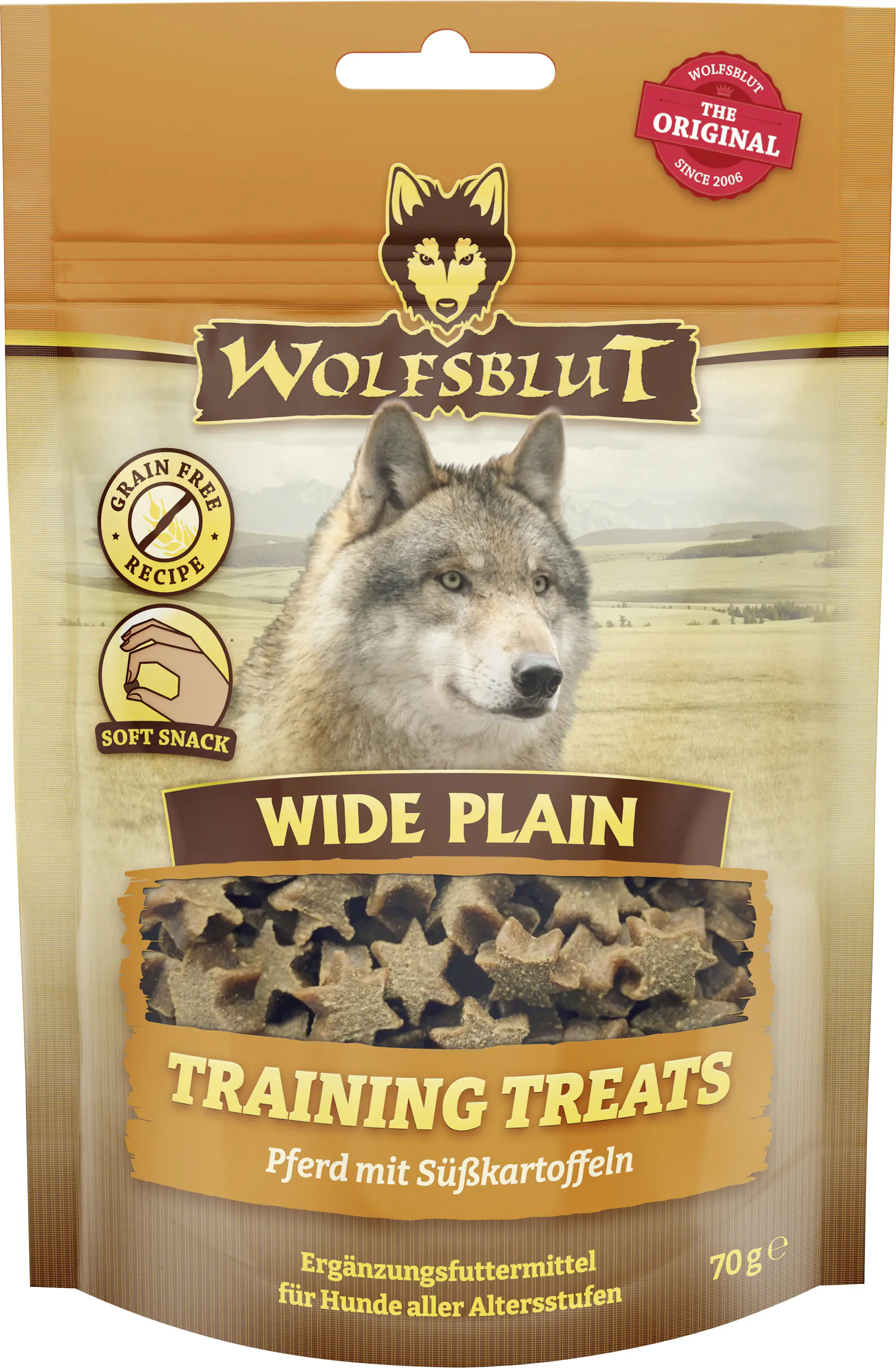 Wolfsblut Hundeleckerli Wide Plain Training Treats getreidefrei 70 g Pferd & Süßkartoffel 