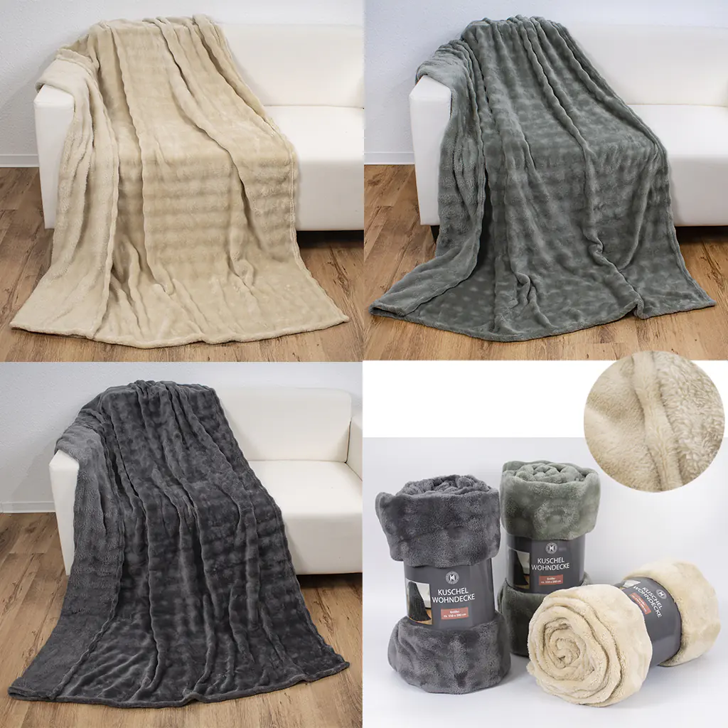 Fleecedecke Flanell Bubble 150 x 200 cm 3-fach sortiert Fleecedecke Flanell Bubble 150 x 200 cm 3-fach sortiert