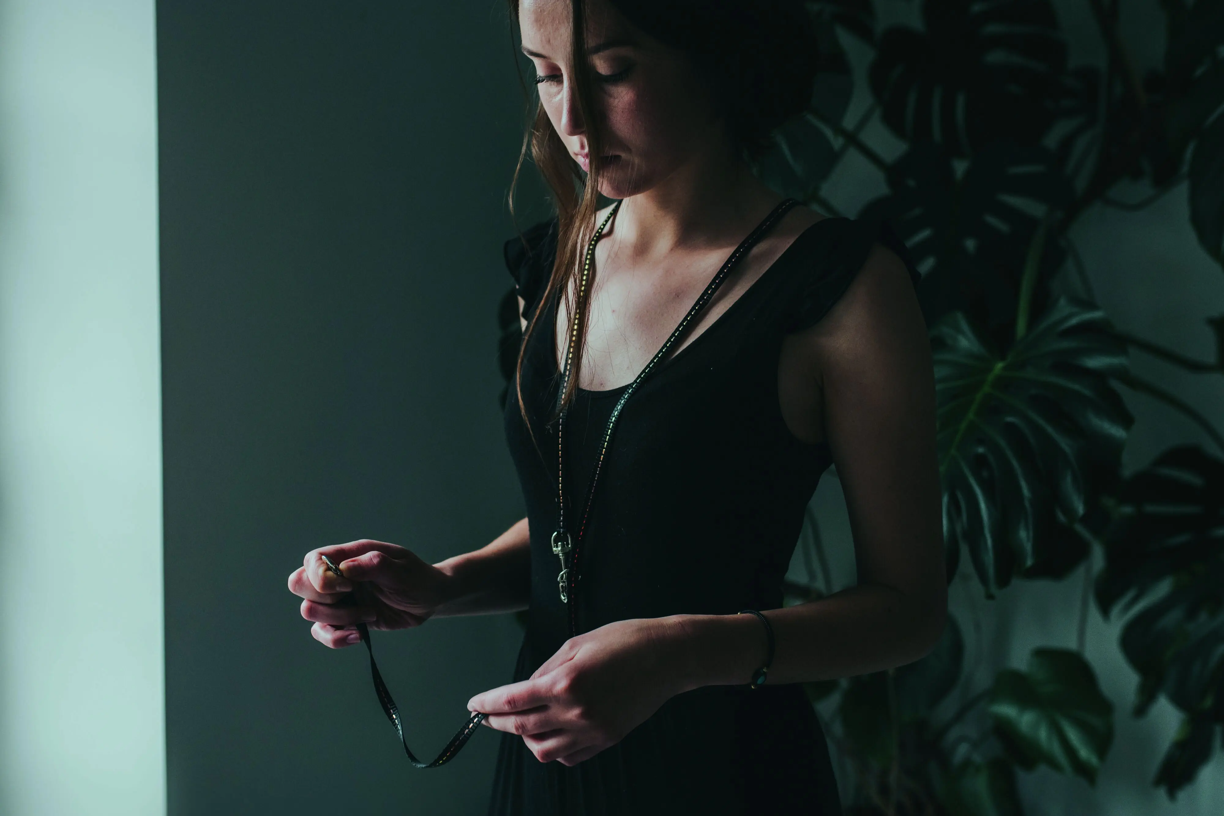 Hunter Hundeleine Führleine verstellbar Tripoli reflektierend 2 m x 1 cm schwarz