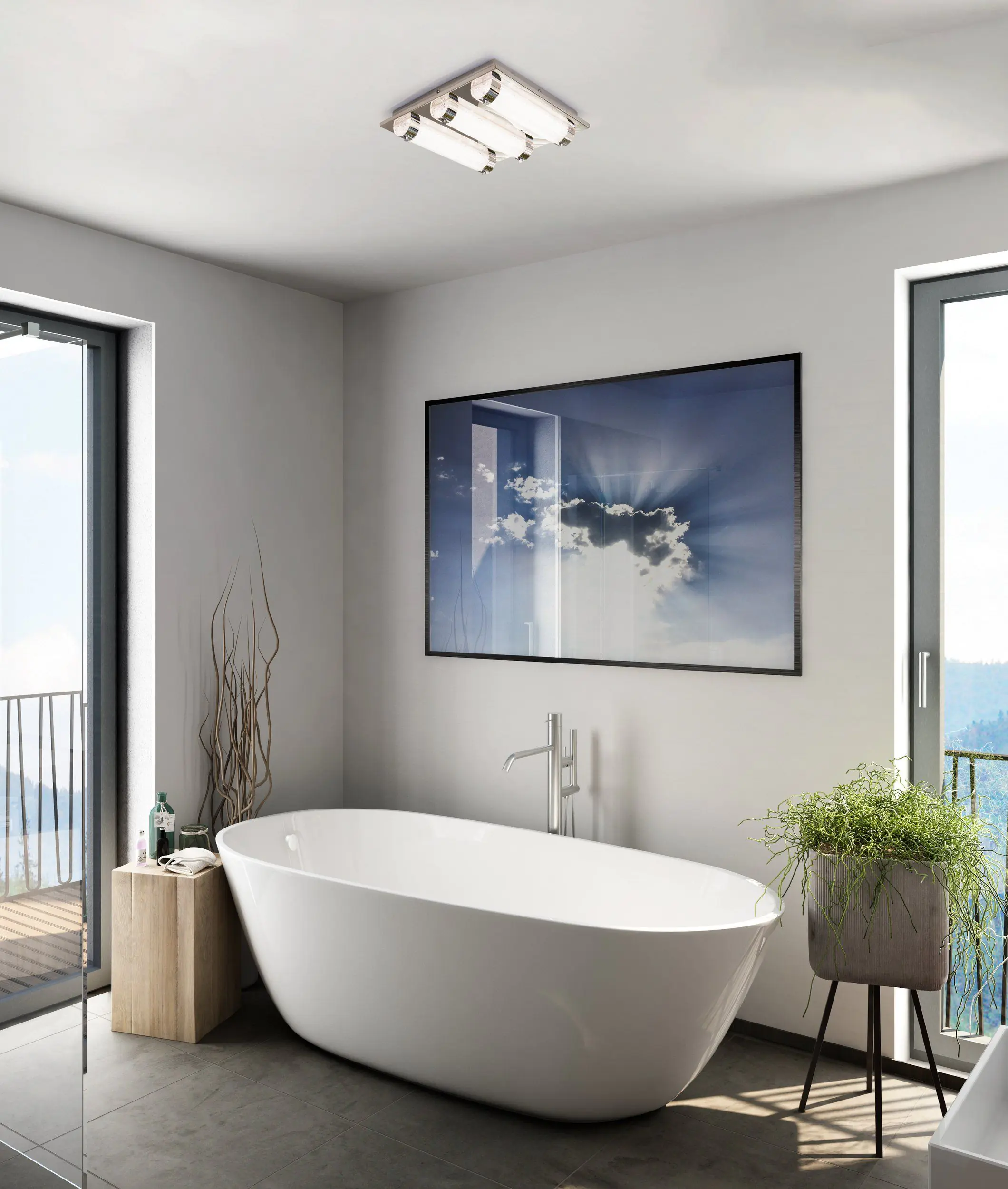 Eglo LED Badleuchte Tolorico chrom 35 x 35 cm neutralweiß Eglo LED Badleuchte Tolorico chrom 35 x 35 cm neutralweiß