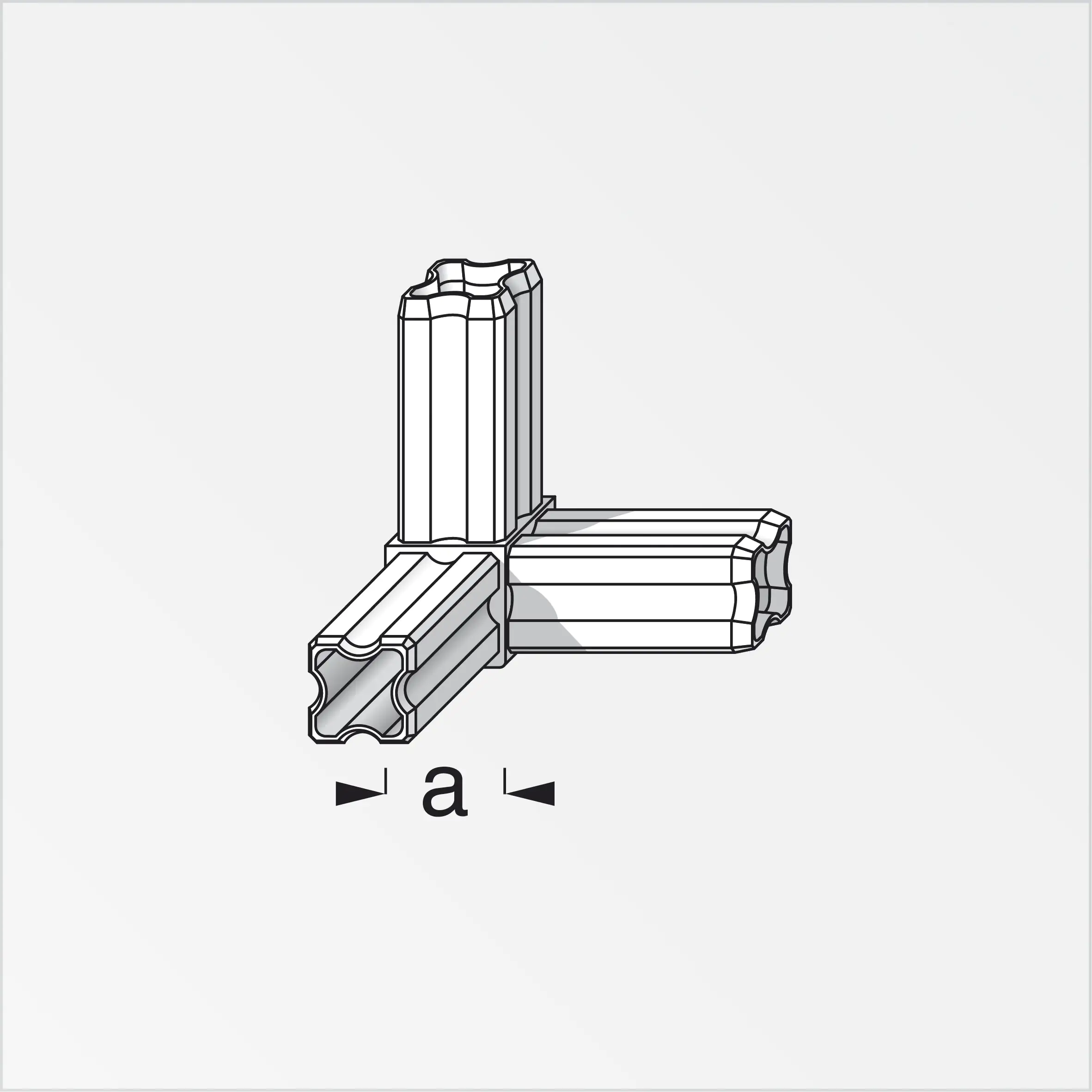 alfer Eck-Verbinder 90º, 3 Zapfen 23.5 mm 23.5 mm Kunststoff schwarz