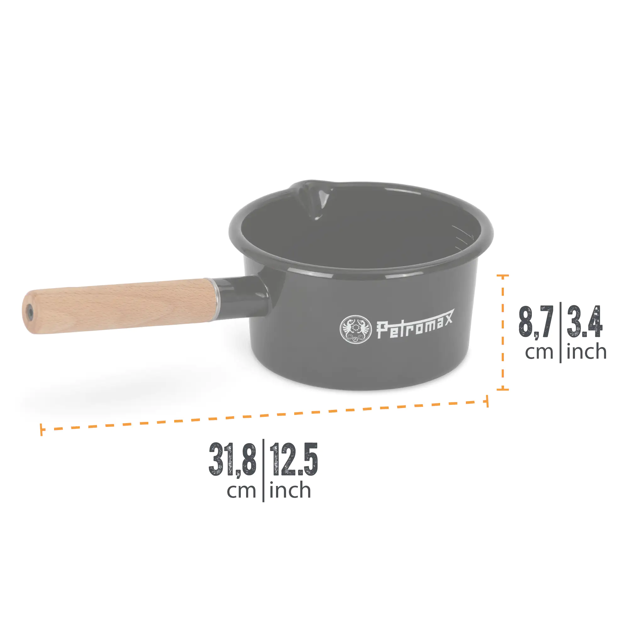 Petromax Stieltopf Emaille 1 Liter schwarz