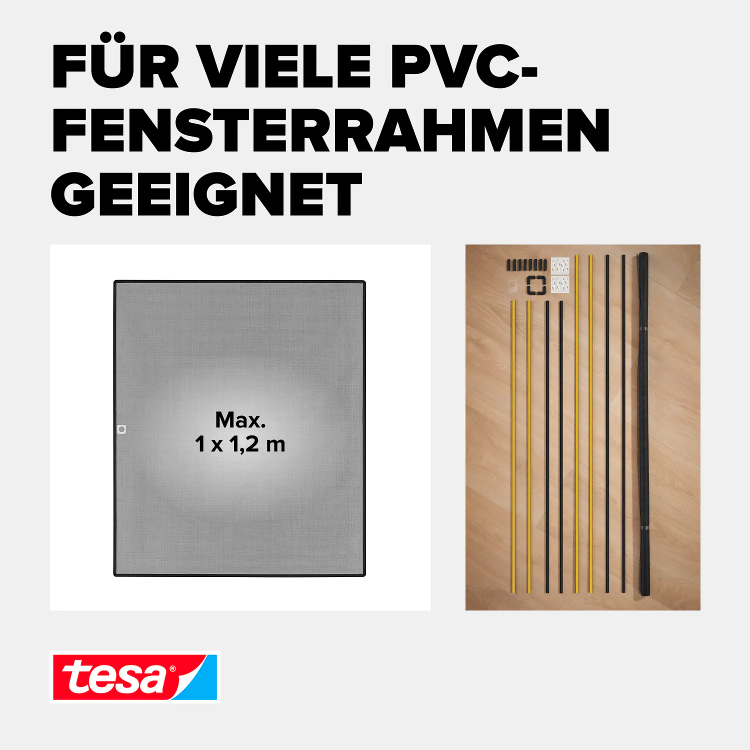 tesa Anklipsrahmen Fliegengitter 100 x 120 cm anthrazit