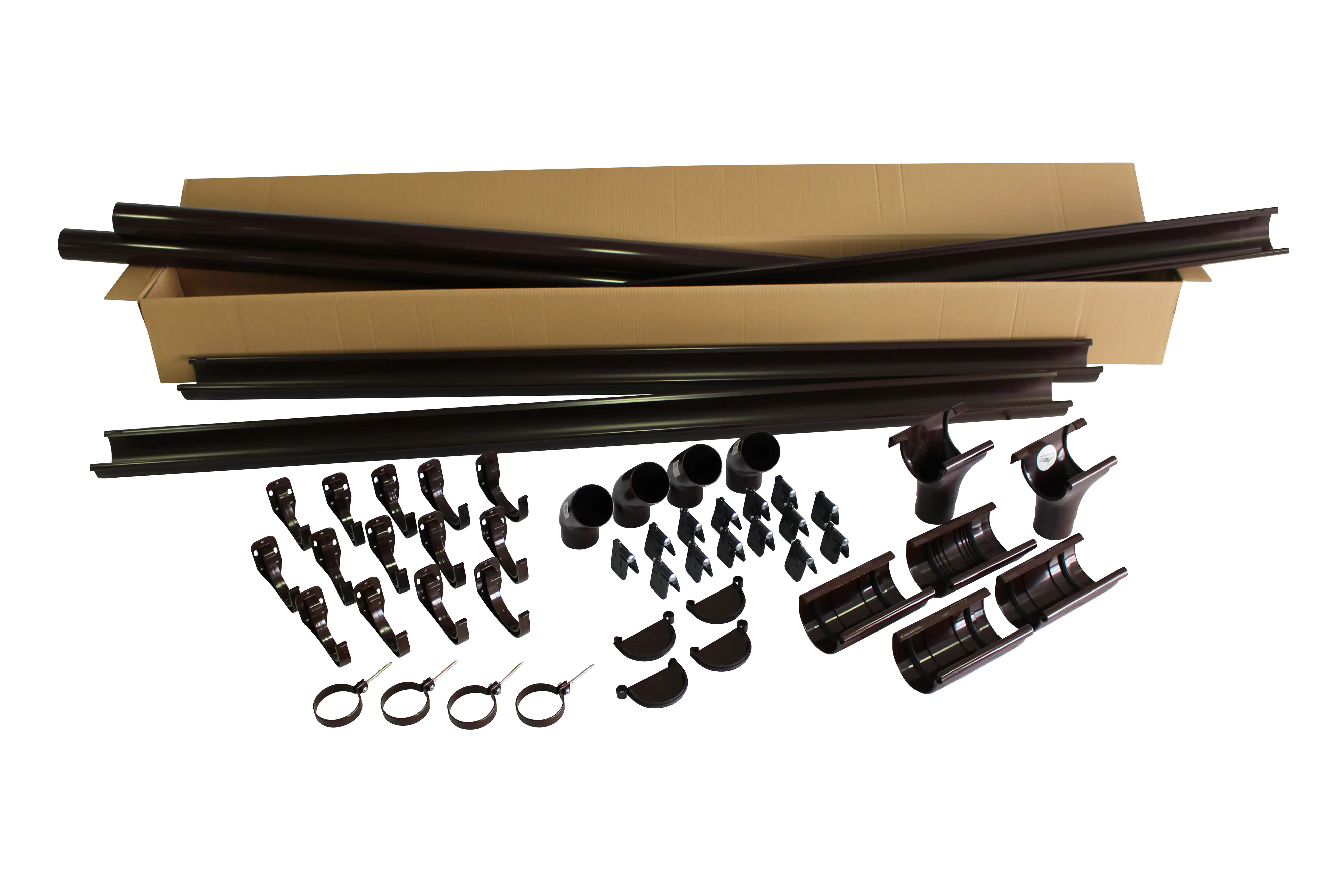 Marley Dachrinnen-Komplettset RG 100 für Garten- und Blockhäuser bis 4 m braun