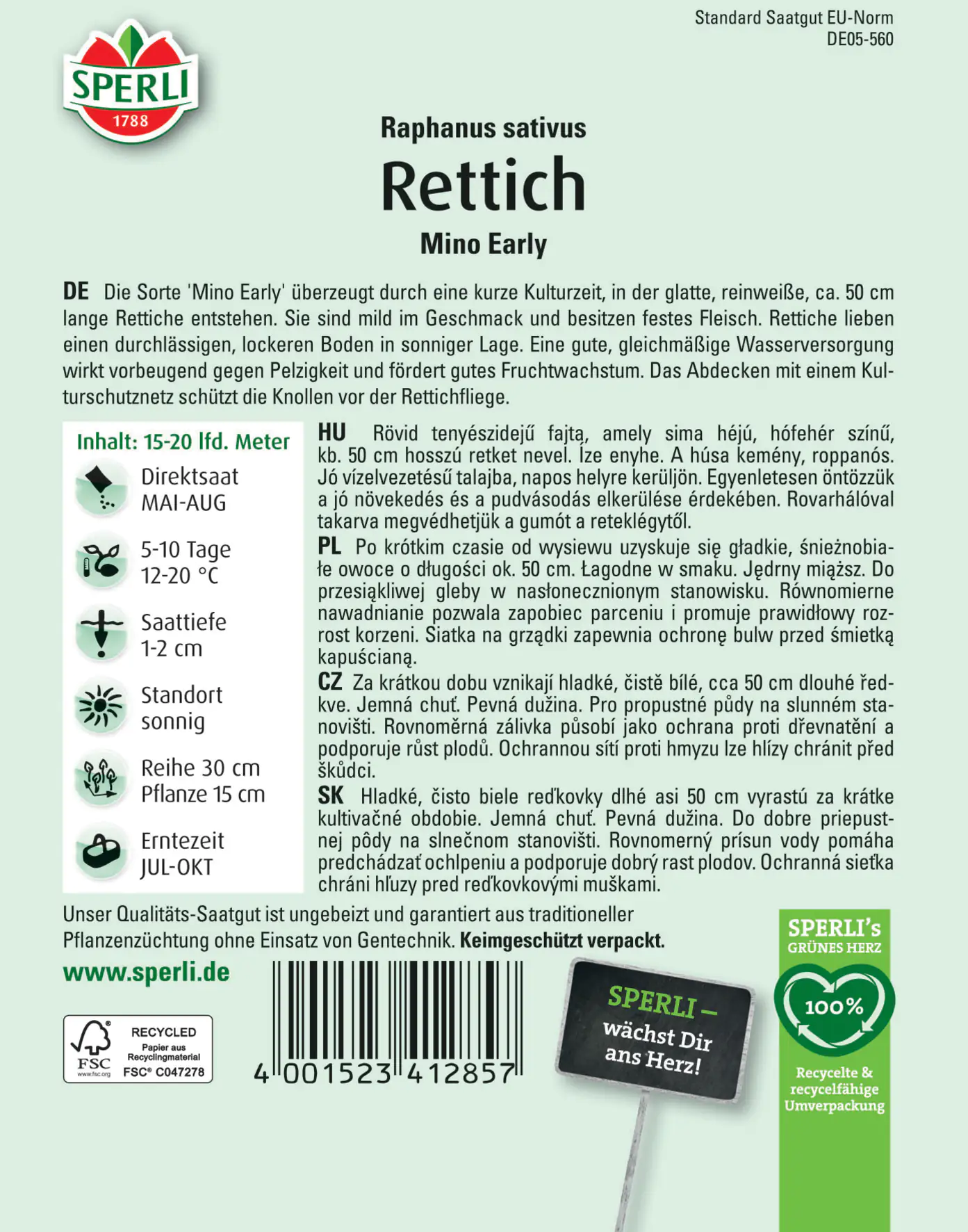 Sperli Rettich Mino Early