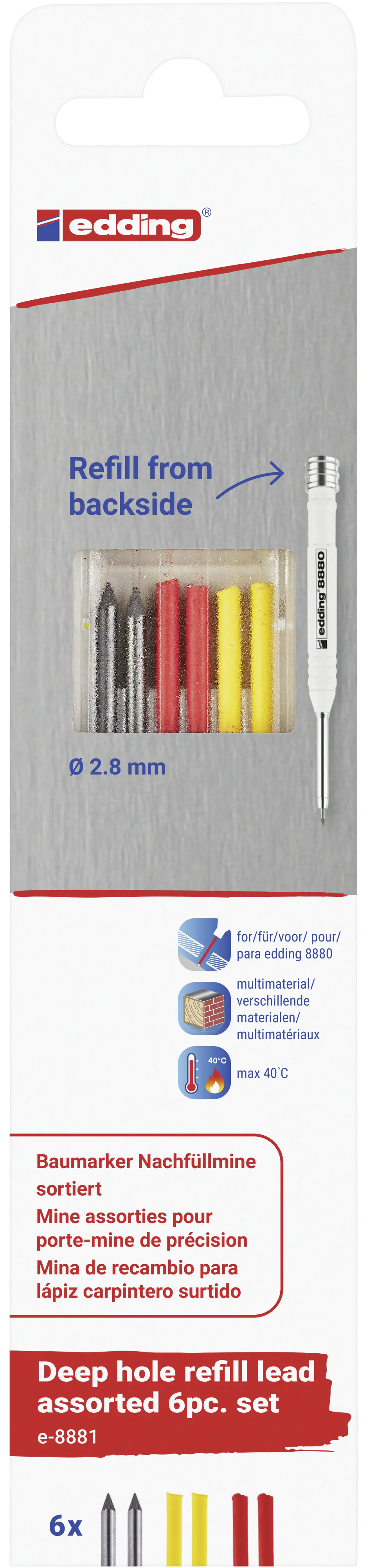 edding 8881 Tieflochmarker Nachfüllminen 15,8 cm mehrfarbig sortiert