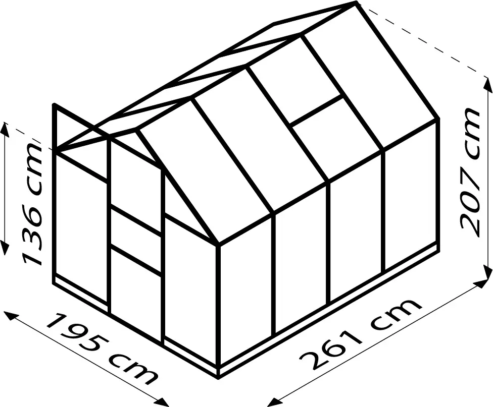 Vitavia Gewächshaus Eris 5000 ESG 3 mm schwarz 261 x 195 cm