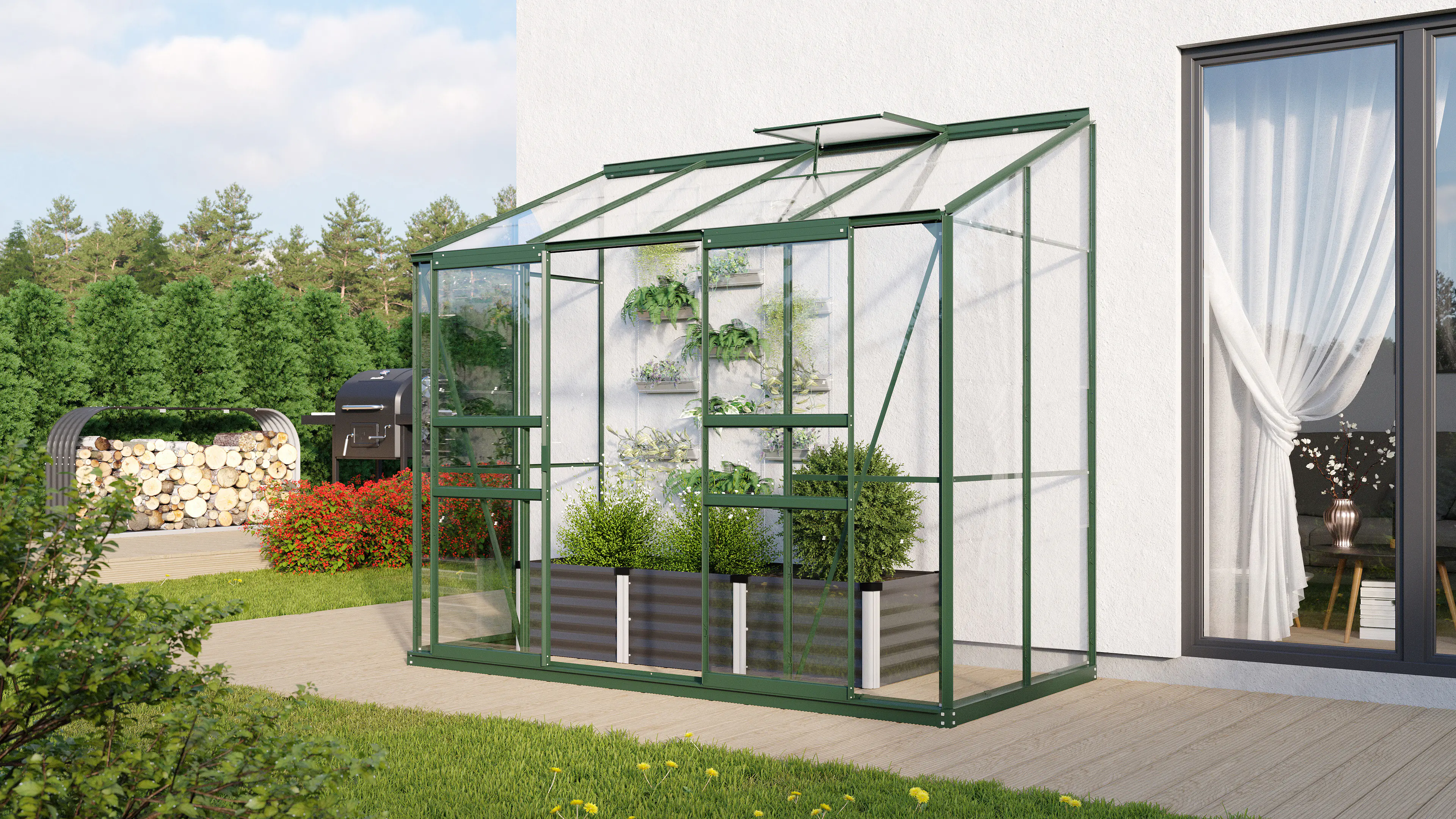 Vitavia Anlehngewächshaus Styx 3300 128 x 254 cm 3 mm Sicherheitsglas