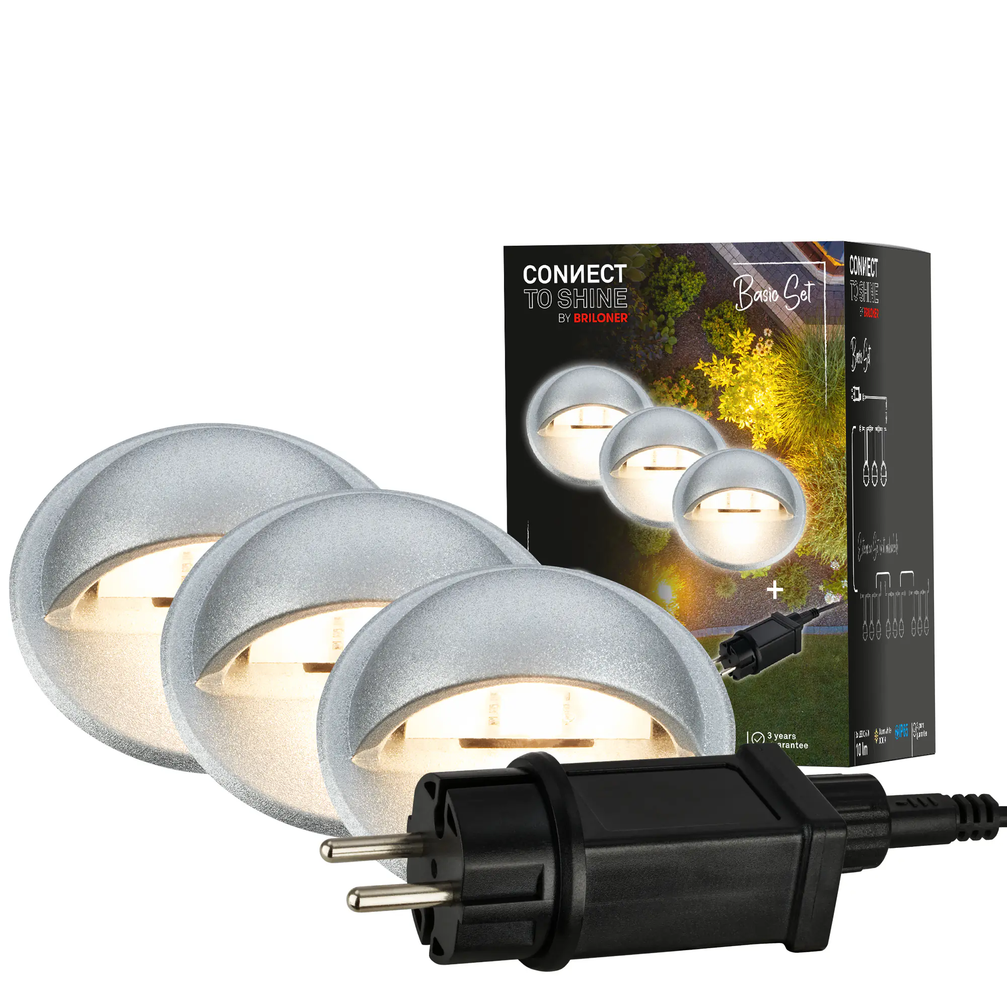 Briloner LED Außen-Bodenstrahler Teak Connect to Shine 3er Starterset 10W warmweiß Briloner LED Außen-Bodenstrahler Teak Connect to Shine 3er Starterset 10W warmweiß