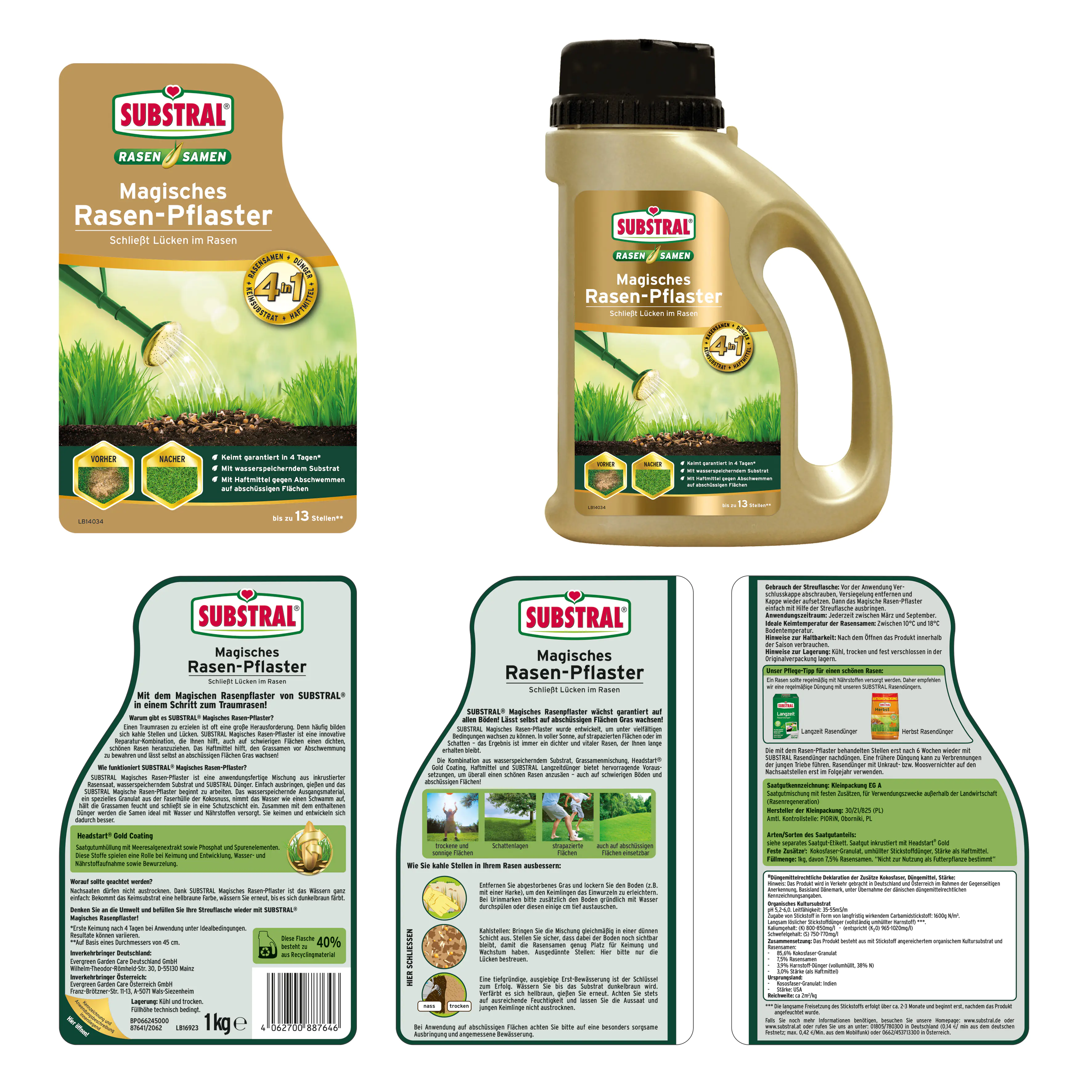 Substral Magisches Rasen-Pflaster 1 kg für ca. 13 Kahlstellen