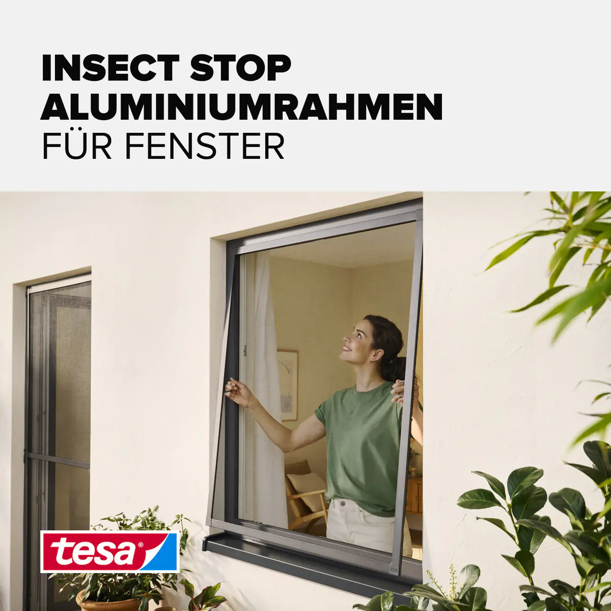 tesa Fliegengitter-Fenster Comfort im Alurahmen 120 x 150 cm anthrazit