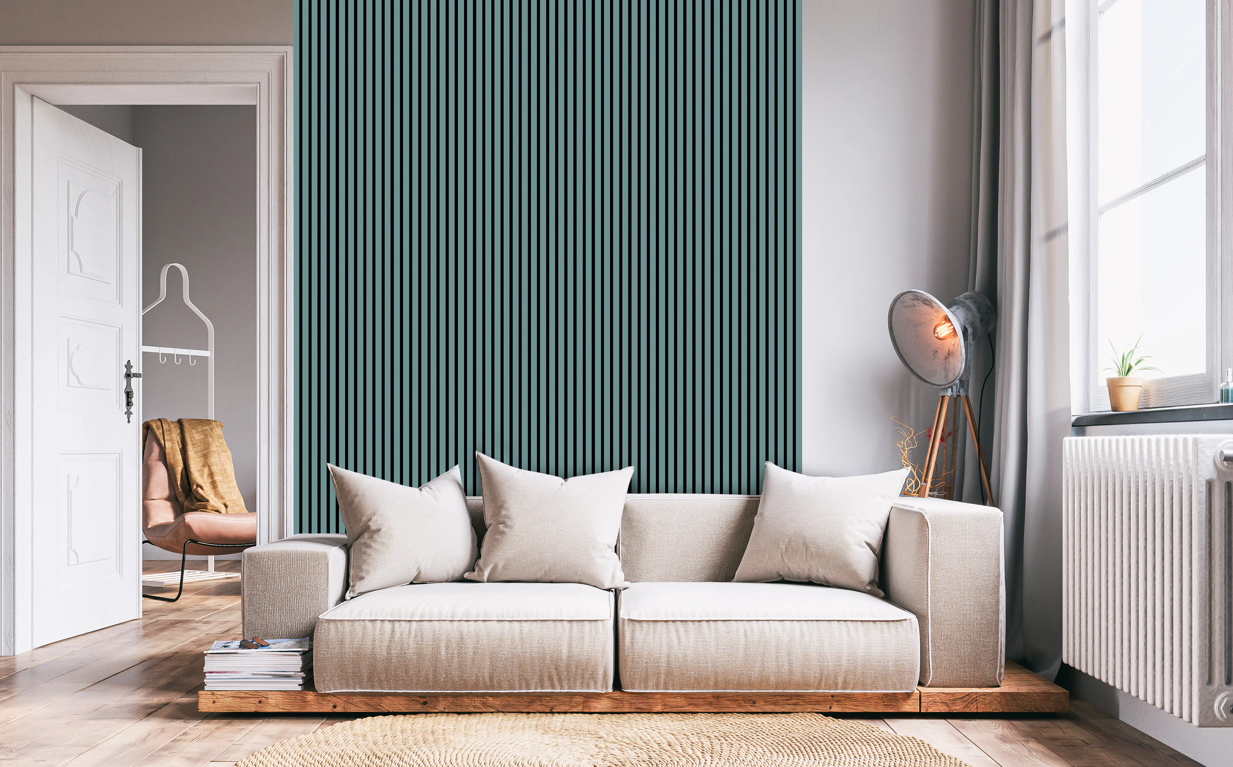 Neuhofer Akustikpaneele 267 x 57,25 x 1,9 cm Matcha grün foliert