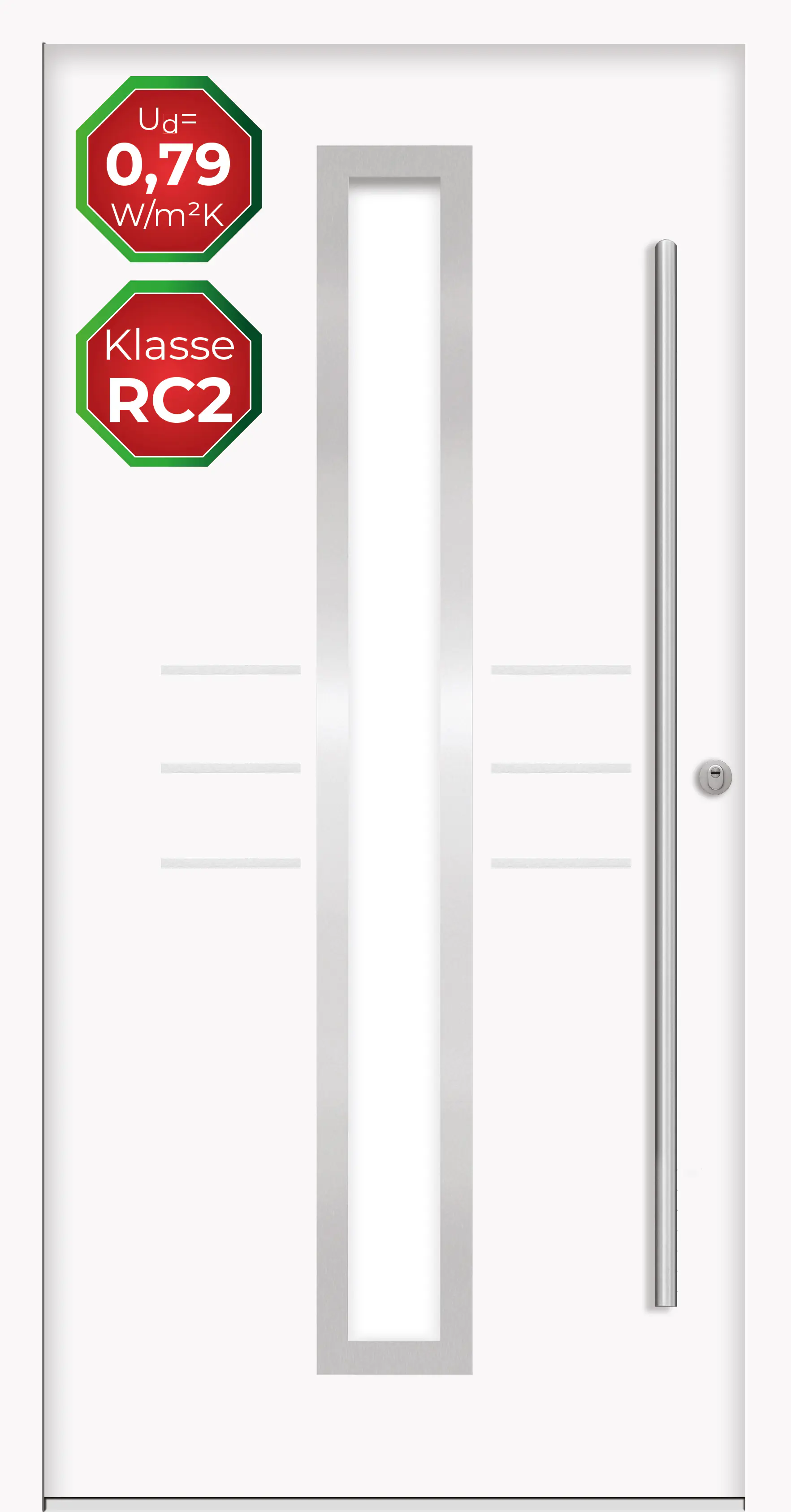 Splendoor Haustür Passivedoor Premium B07 RC2 Weiß DIN Rechts 110 x 210 cm