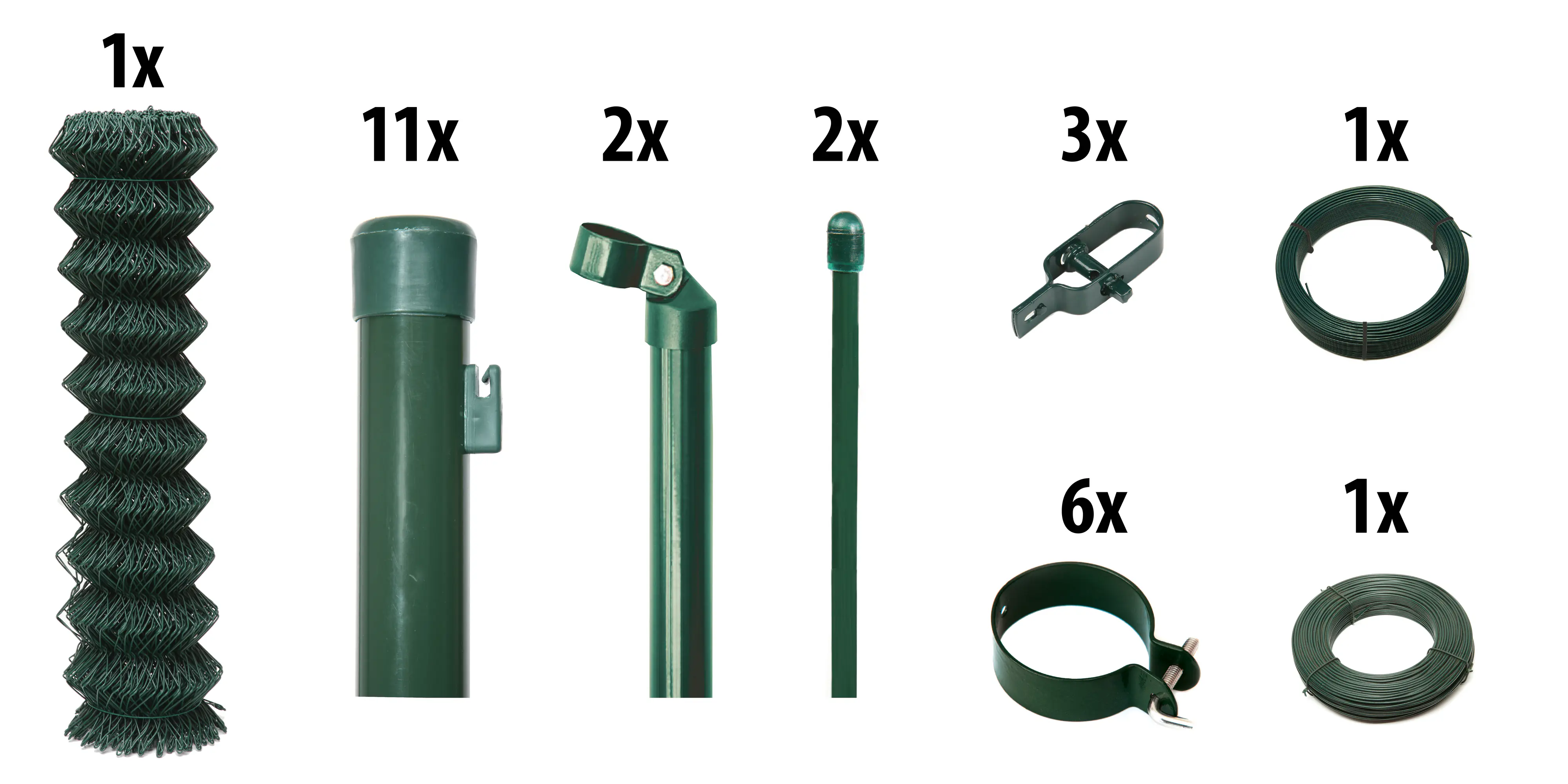 Floraworld Maschendrahtzaun Set 15 m 1500 x 80 cm inkl. 11 Pfosten 120 cm moosgrün